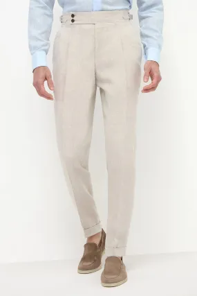 Lightweight Layering Mind Glow Beige linen Soragna trousers  - Made in Italy