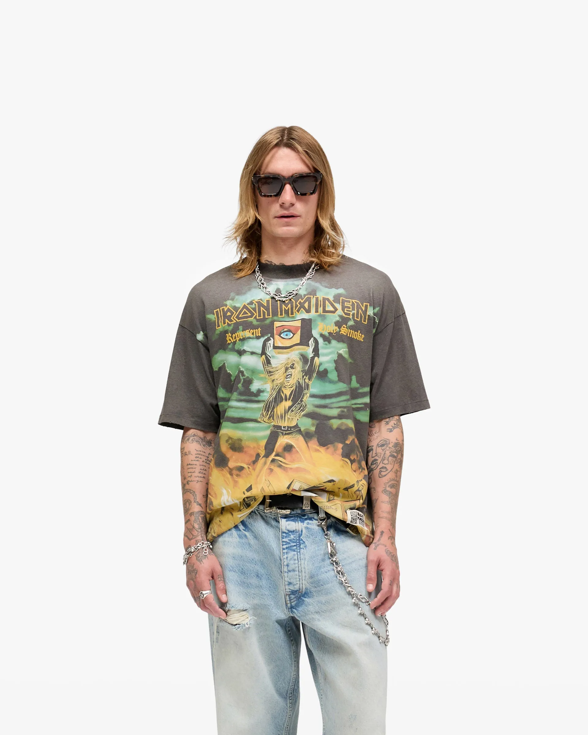 Fashion Top Represent X Iron Maiden Holy Smoke T-Shirt - Sunfade Grey