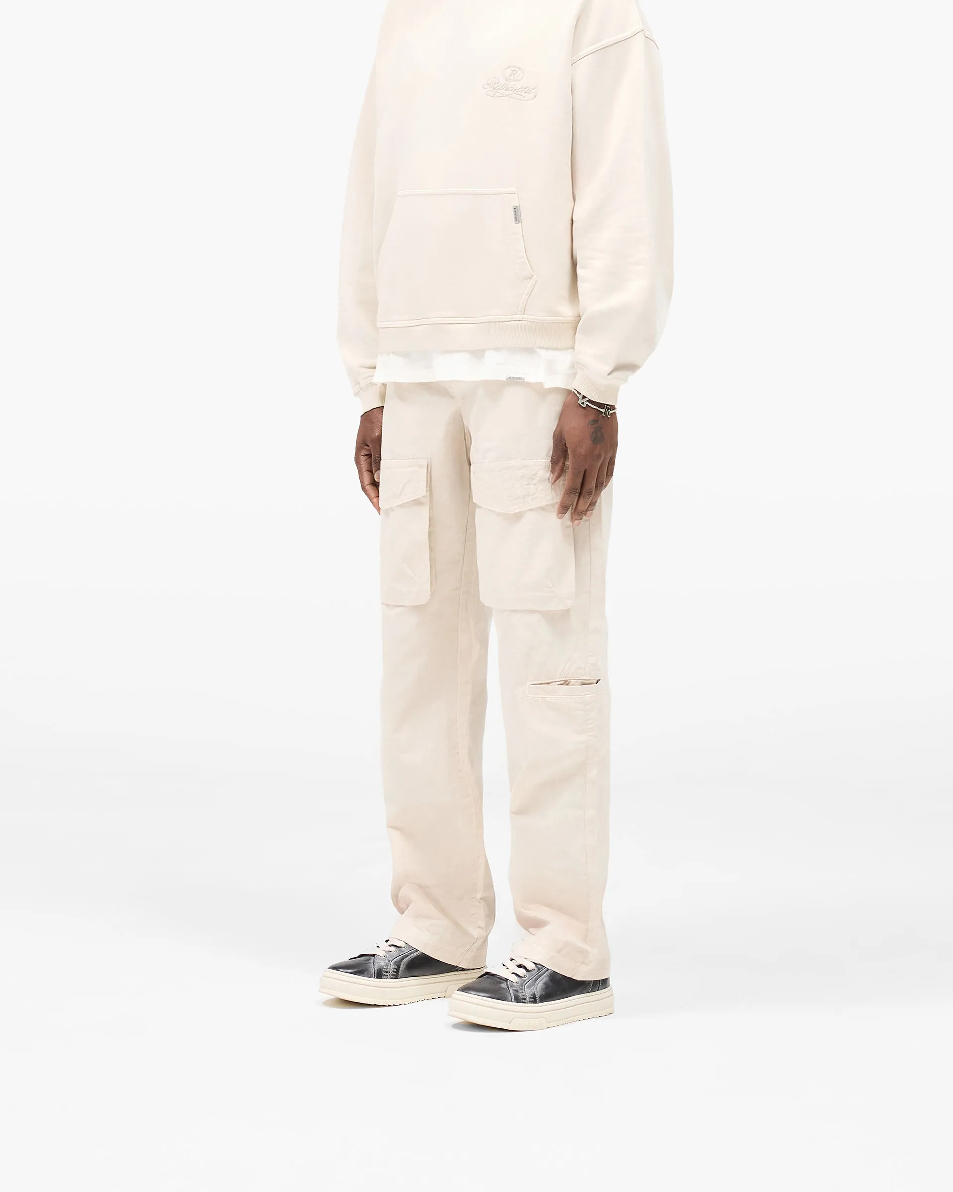 Front Pocket Cargo Pant - Champagne Side slits Sporty Cut