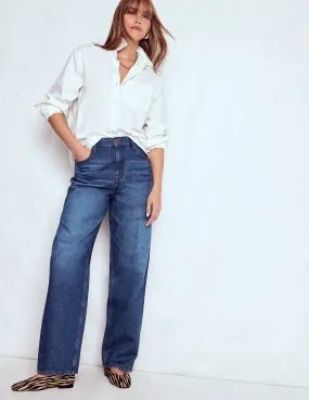 Full Length Barrel Leg Jeans-Dark Vintage UltraSoft Lining Eco Friendly Dye