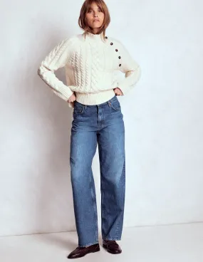 Full Length Barrel Leg Jeans-Mid Vintage Durable Triple Stitched Seams Fashion Lover Versatile