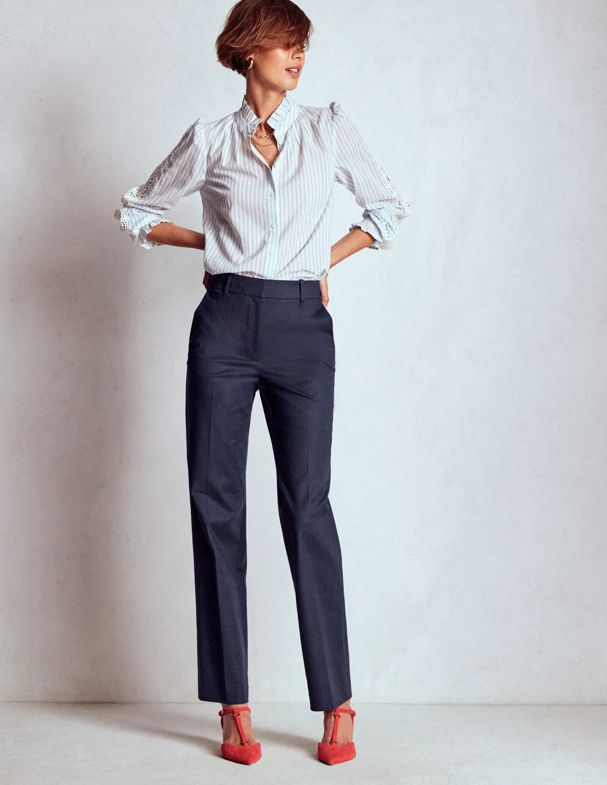 Full Length Canonbury Trousers-Navy LowProfileTopstitching TemperatureRegulation