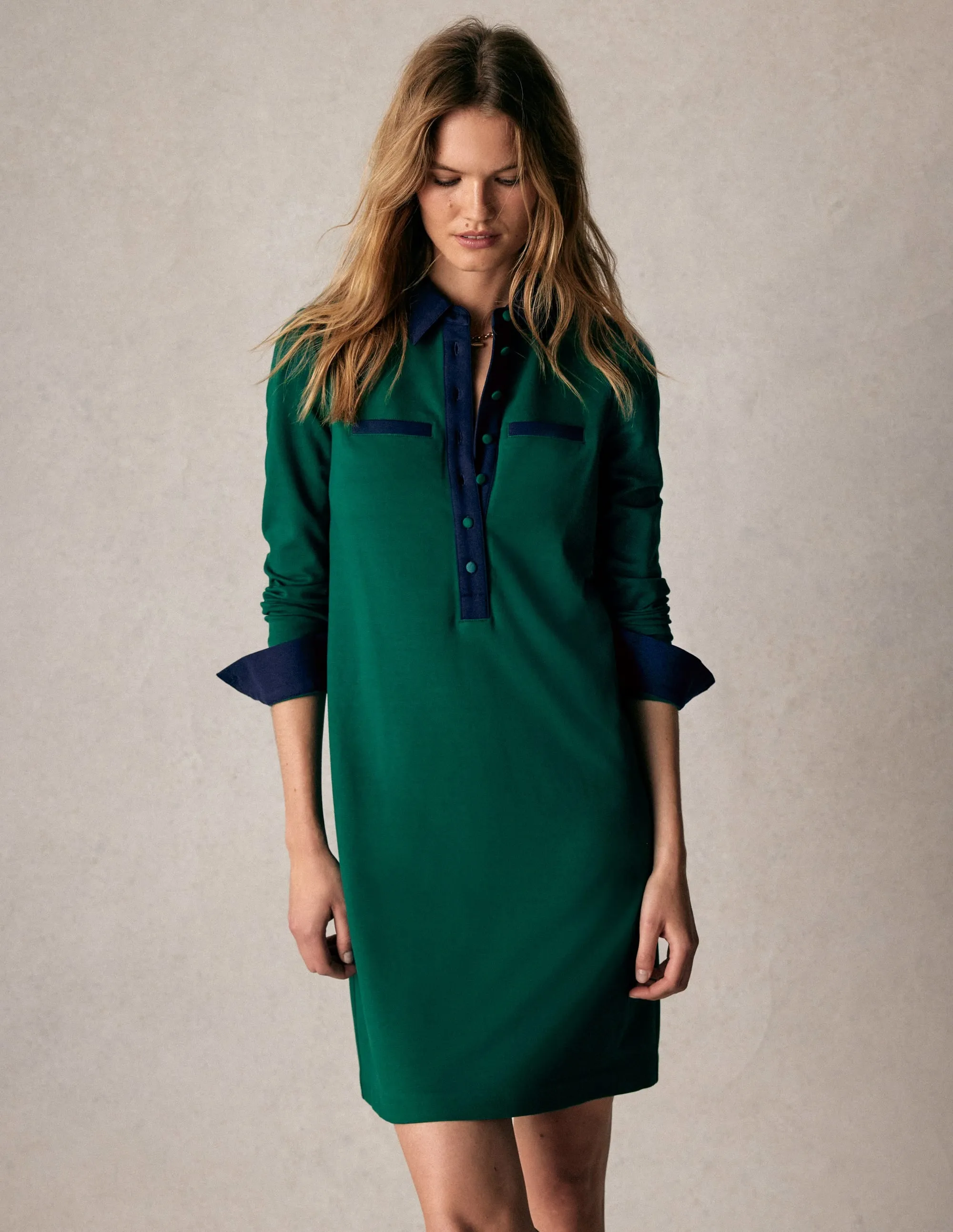 Smart Layer Day-to-evening dress Georgina Ponte Dress-Green and Navy