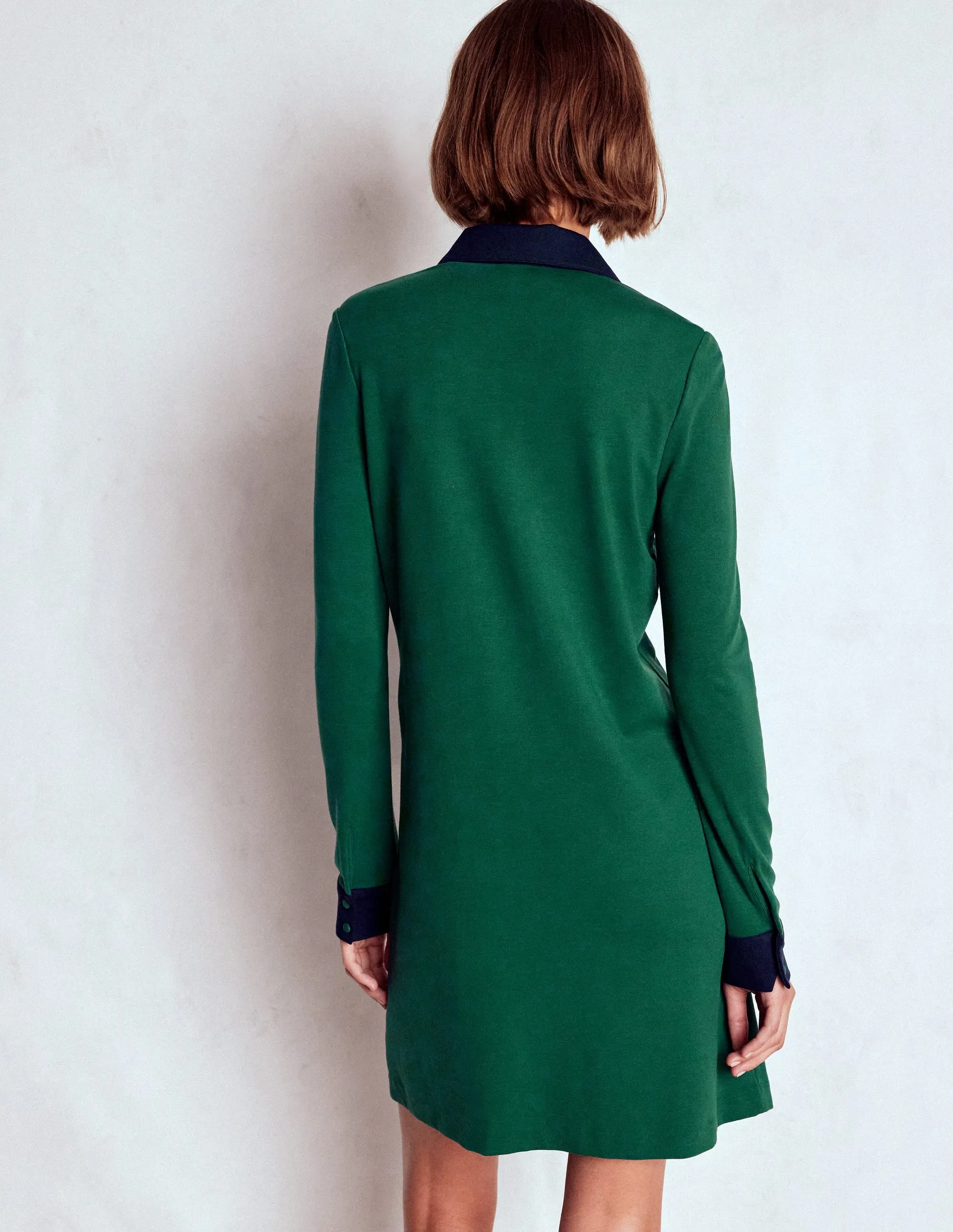Georgina Ponte Dress-Green and Navy Draped Layer