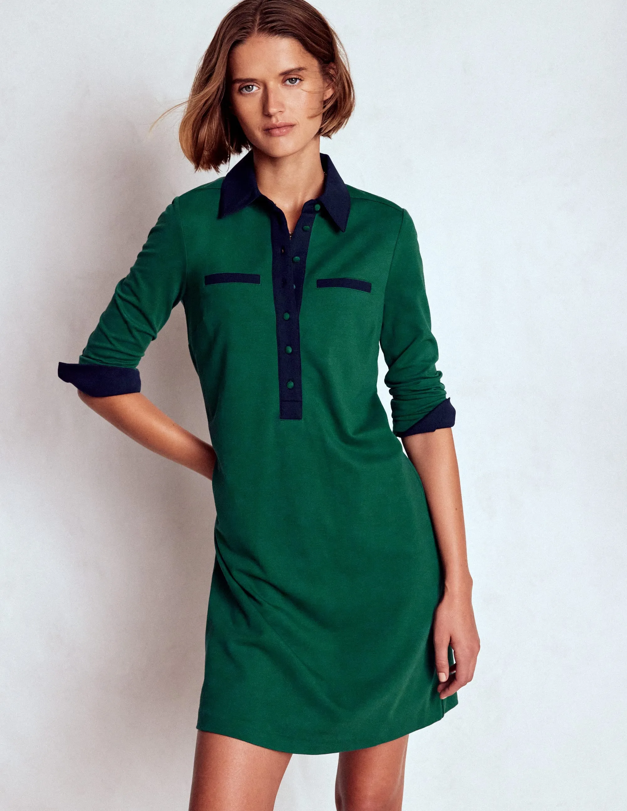 Georgina Ponte Dress-Green and Navy Office Mood