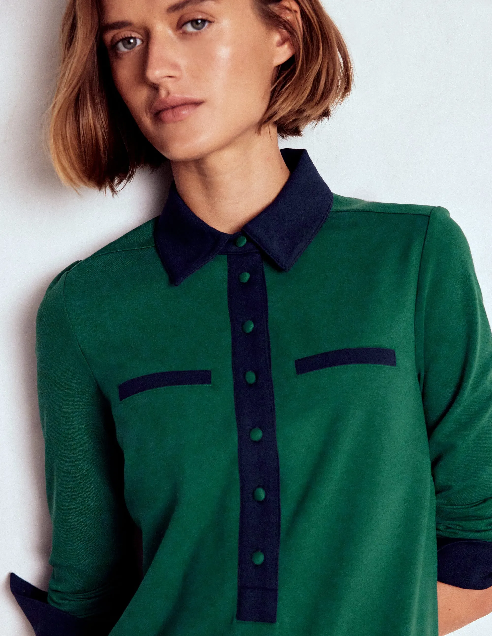 Elegant Wearable Georgina Ponte Dress-Green and Navy