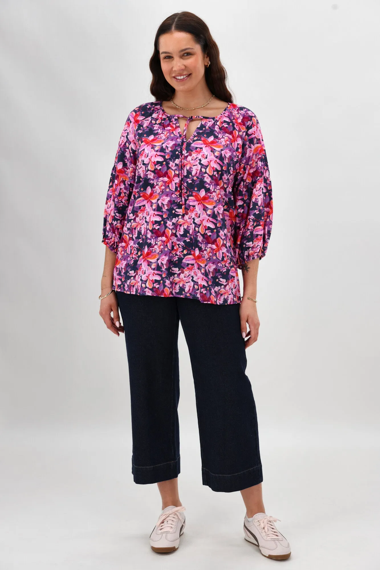 Gloss The Label Dana Tie Top Midnight Floral AntiFade Treatment