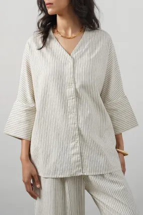 LINEN BATWING SHIRT Shimmer Effect Sustainable Dye Process