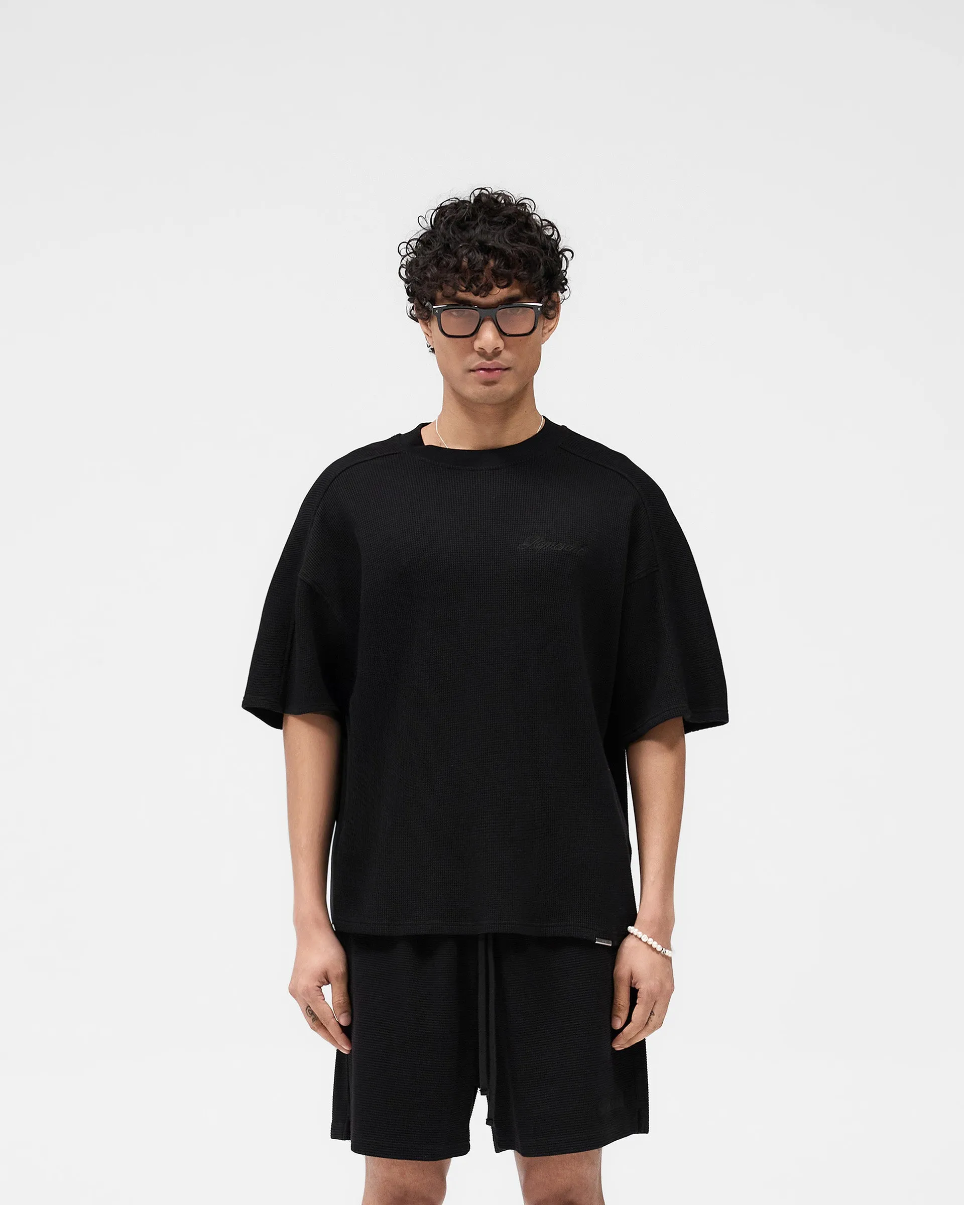 Waffle T-Shirt - Jet Black Fit Comfort
