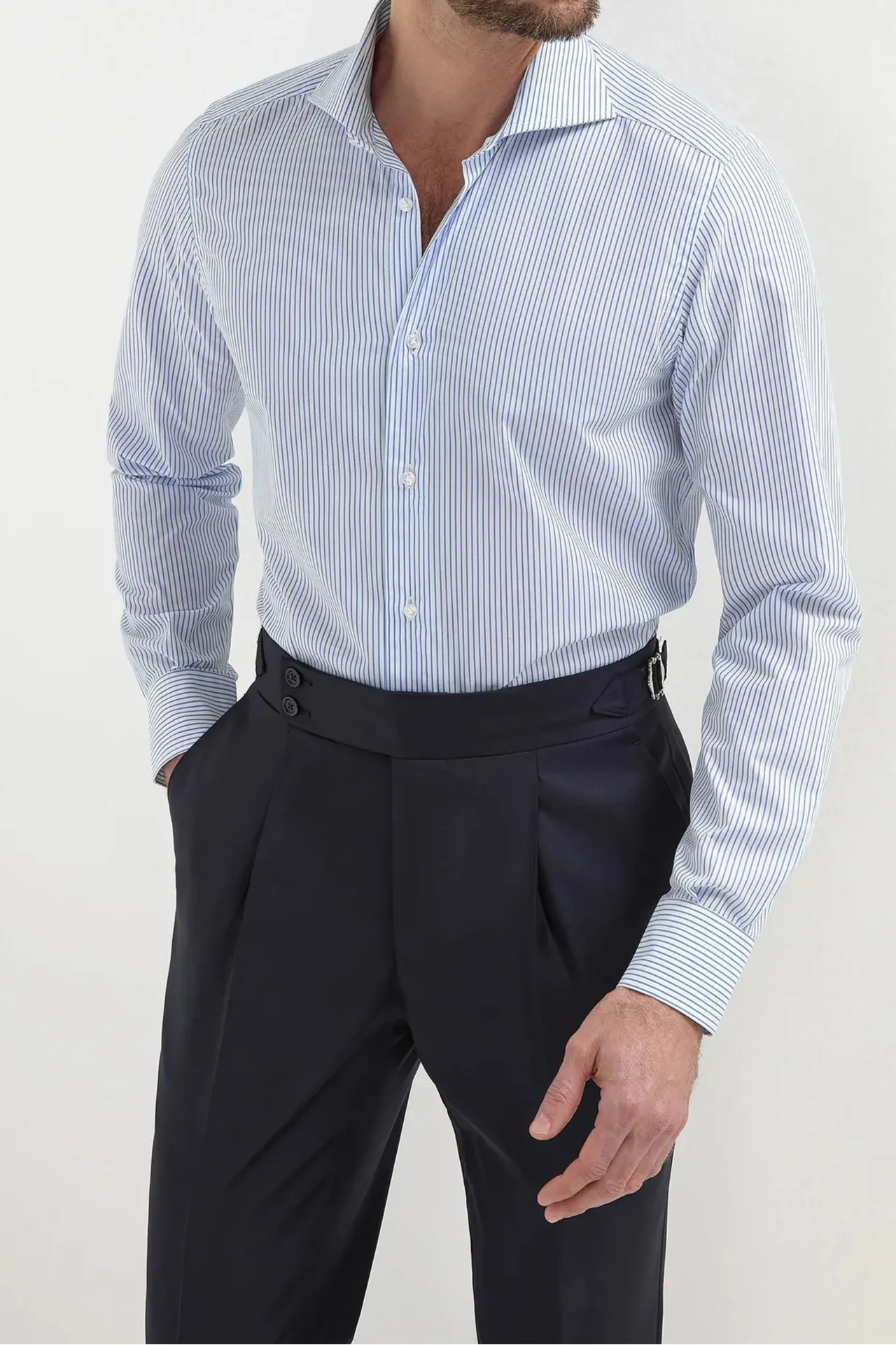 Avio Striped Shirt - Made in Italy Casual Trousers TaglessDesign