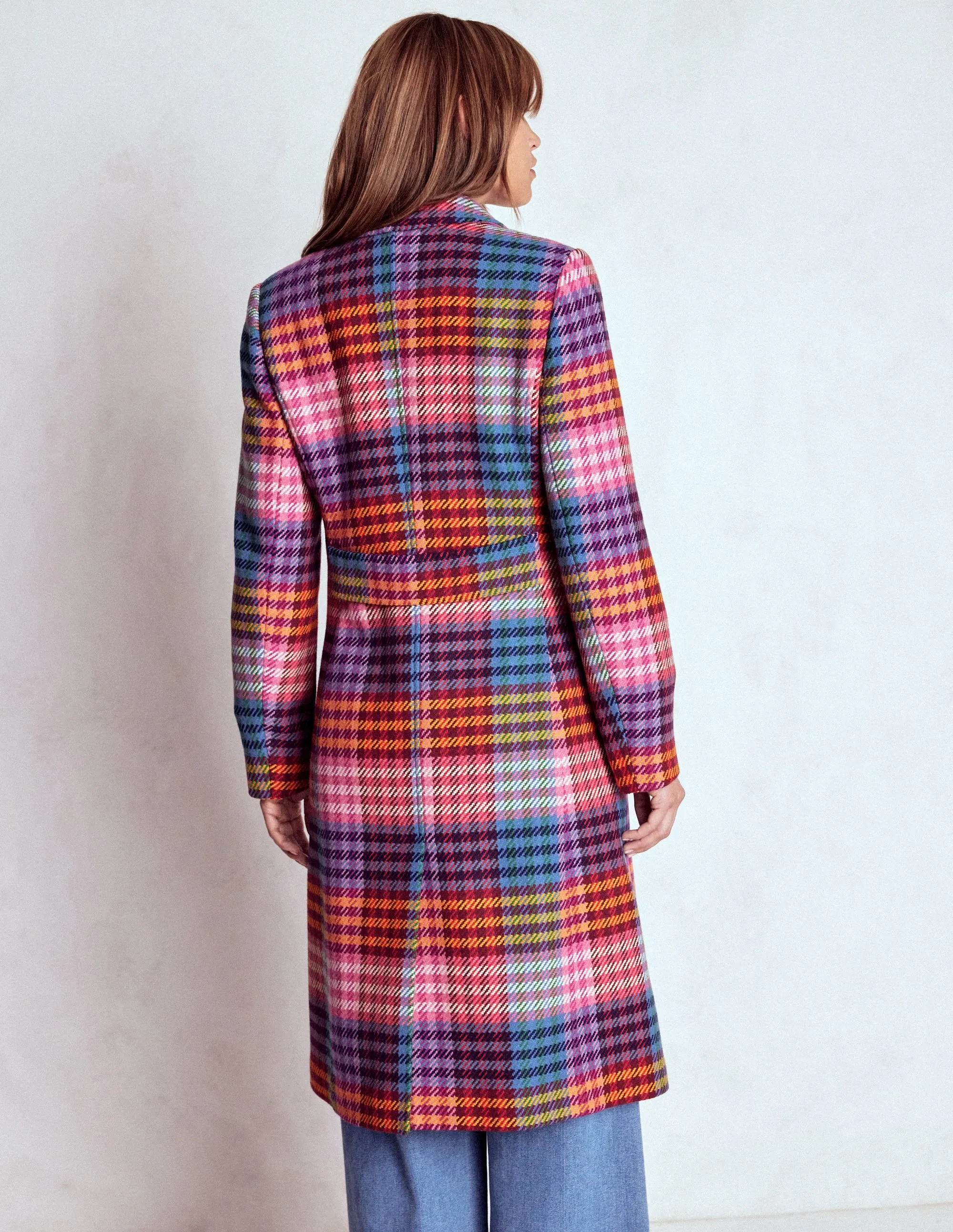 St Albans Fitted Coat-Rainbow Blanket Multigingham Zipper Guard Weatherproofing