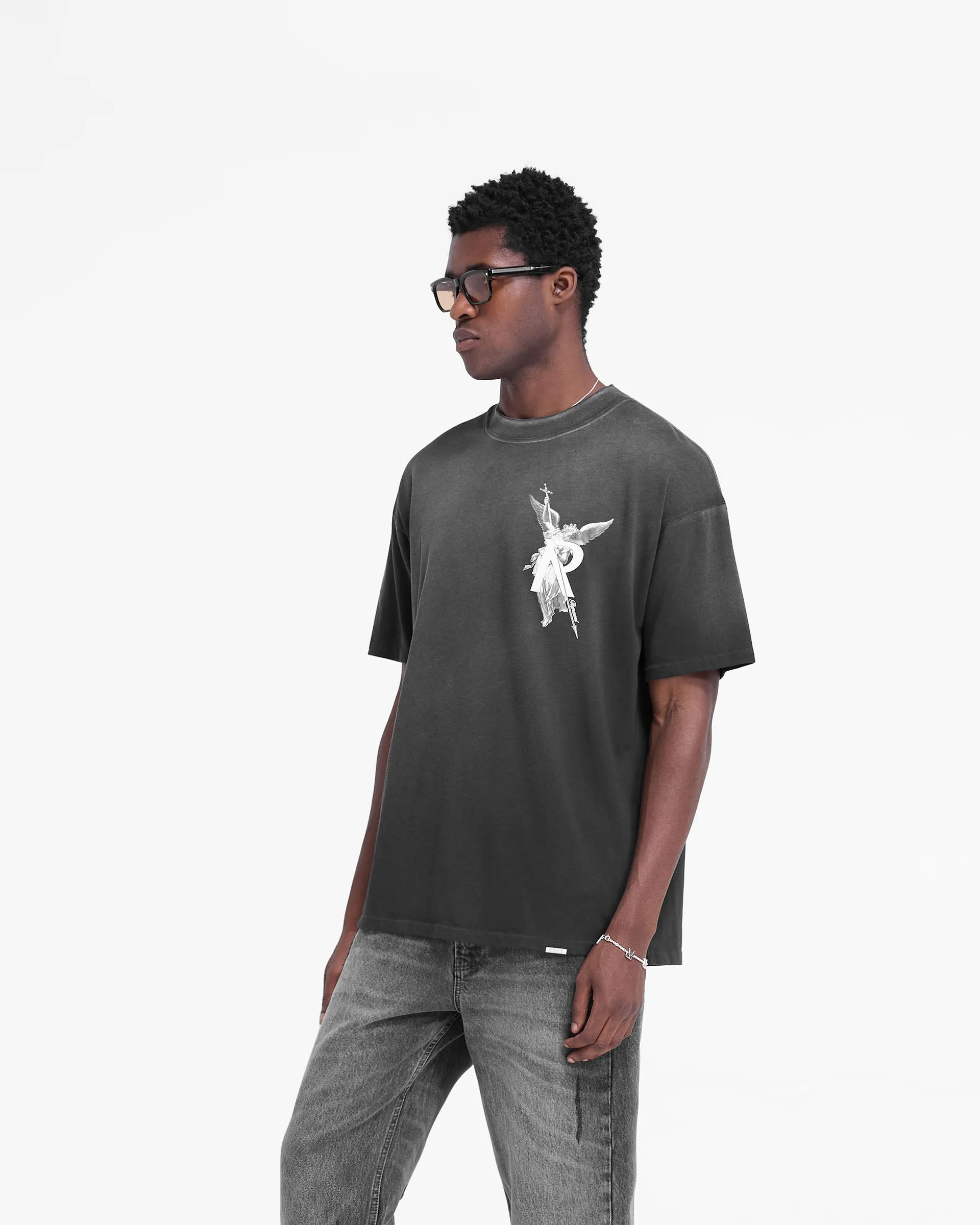 Elastic Fit Archangel T-Shirt - Stained Black