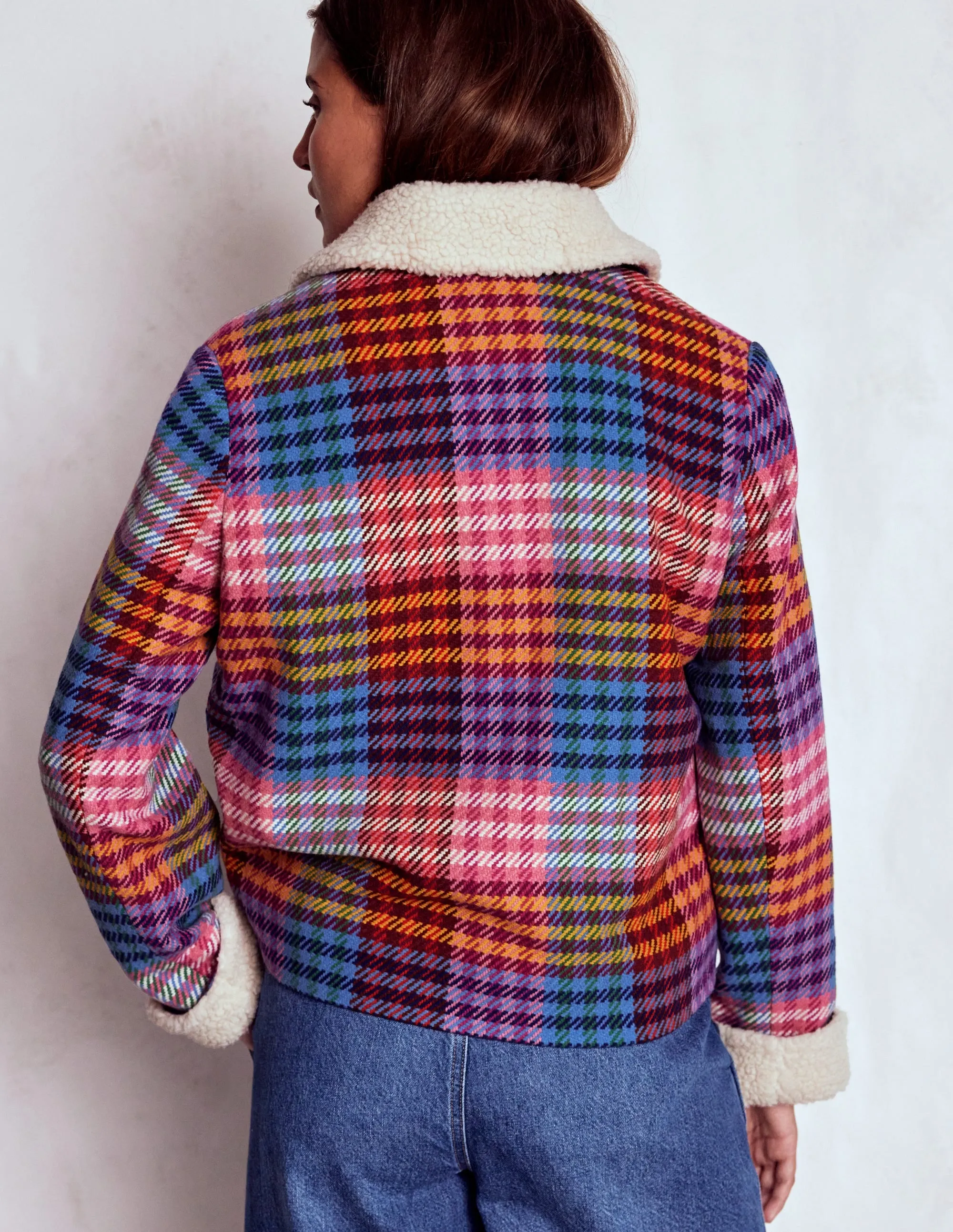 Stirling Check Coat-Rainbow Blanket Multigingham Stretch Fit
