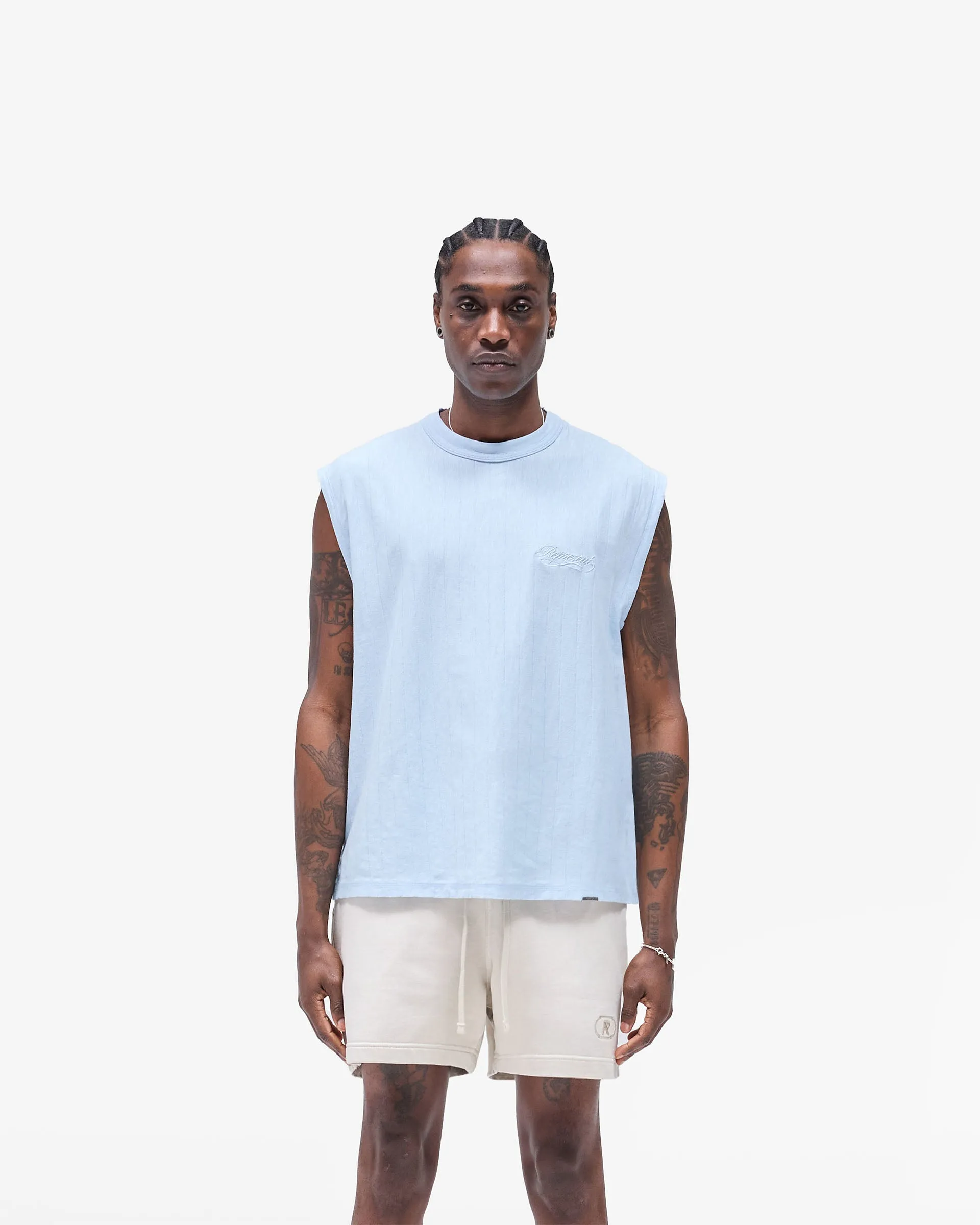 Slub Script Tank - Ice Blue Cozy Vibe Wear