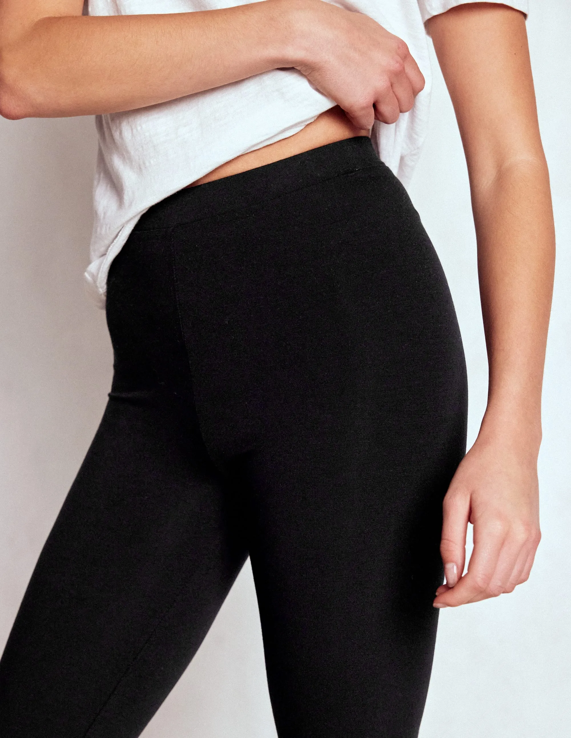 Four Way Stretch High Rise Jersey Leggings-Black