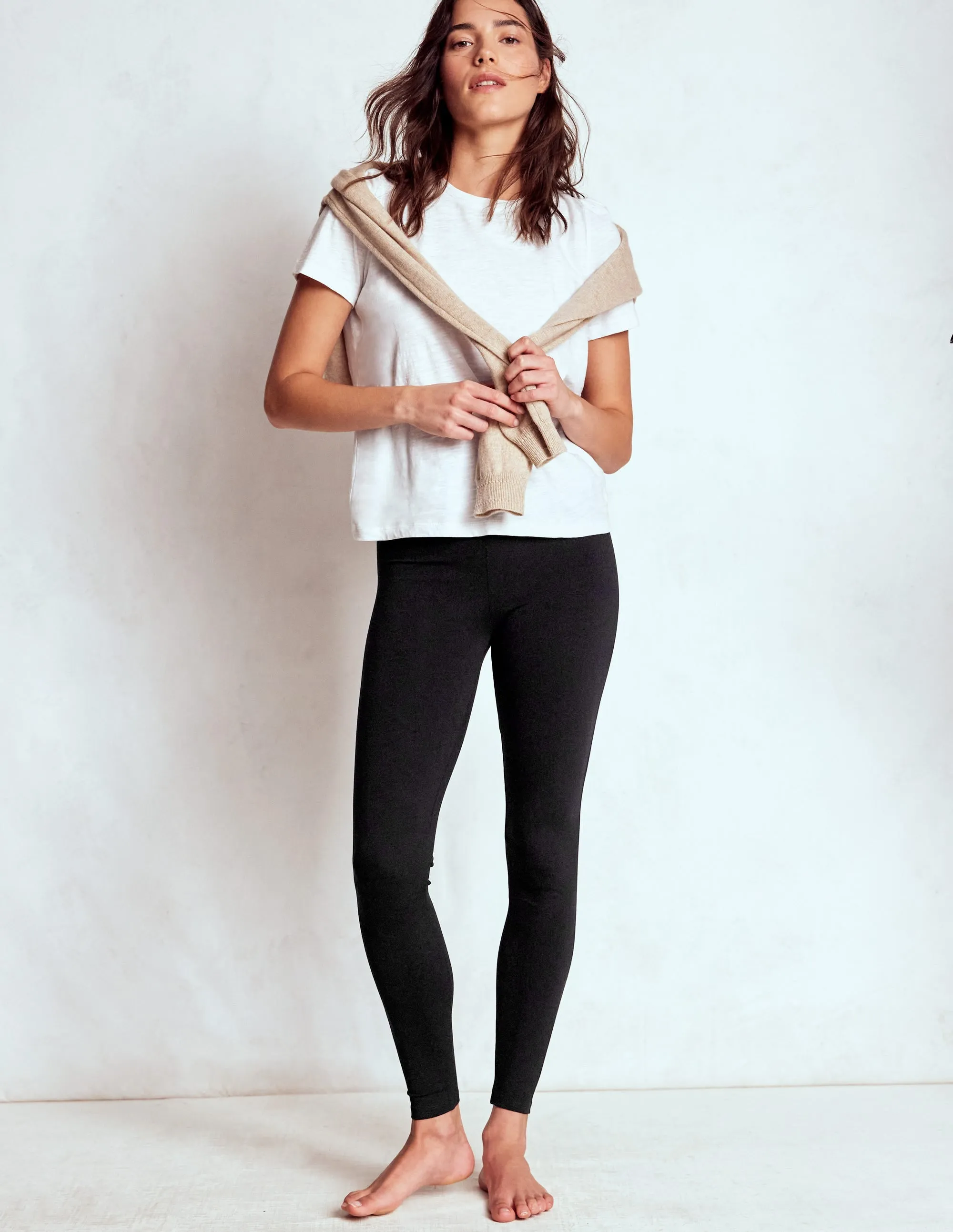 Wide fit Durable Fit High Rise Jersey Leggings-Black