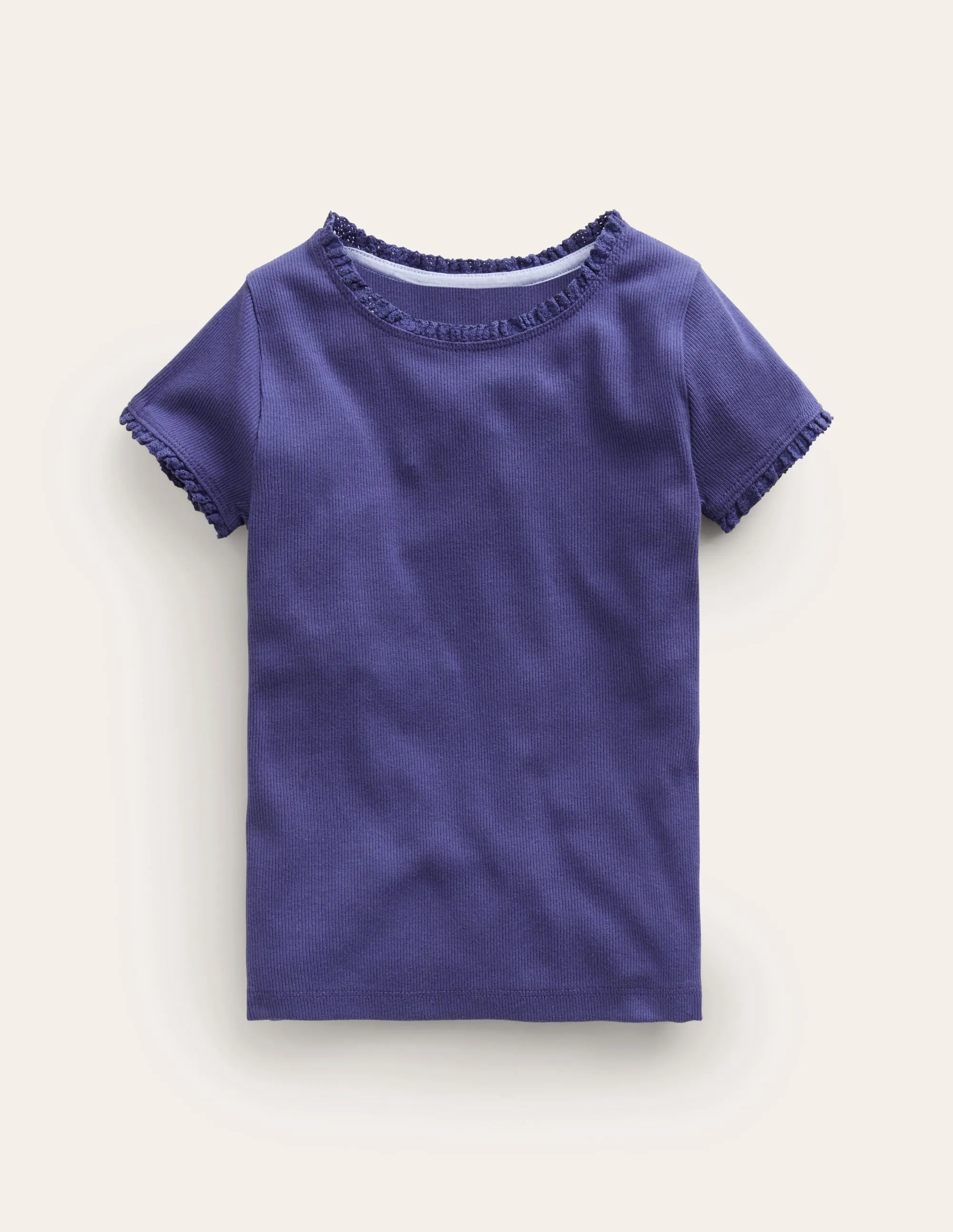 Short Sleeve Ribbed T-shirt-Starboard Blue Recycled Polyester Material