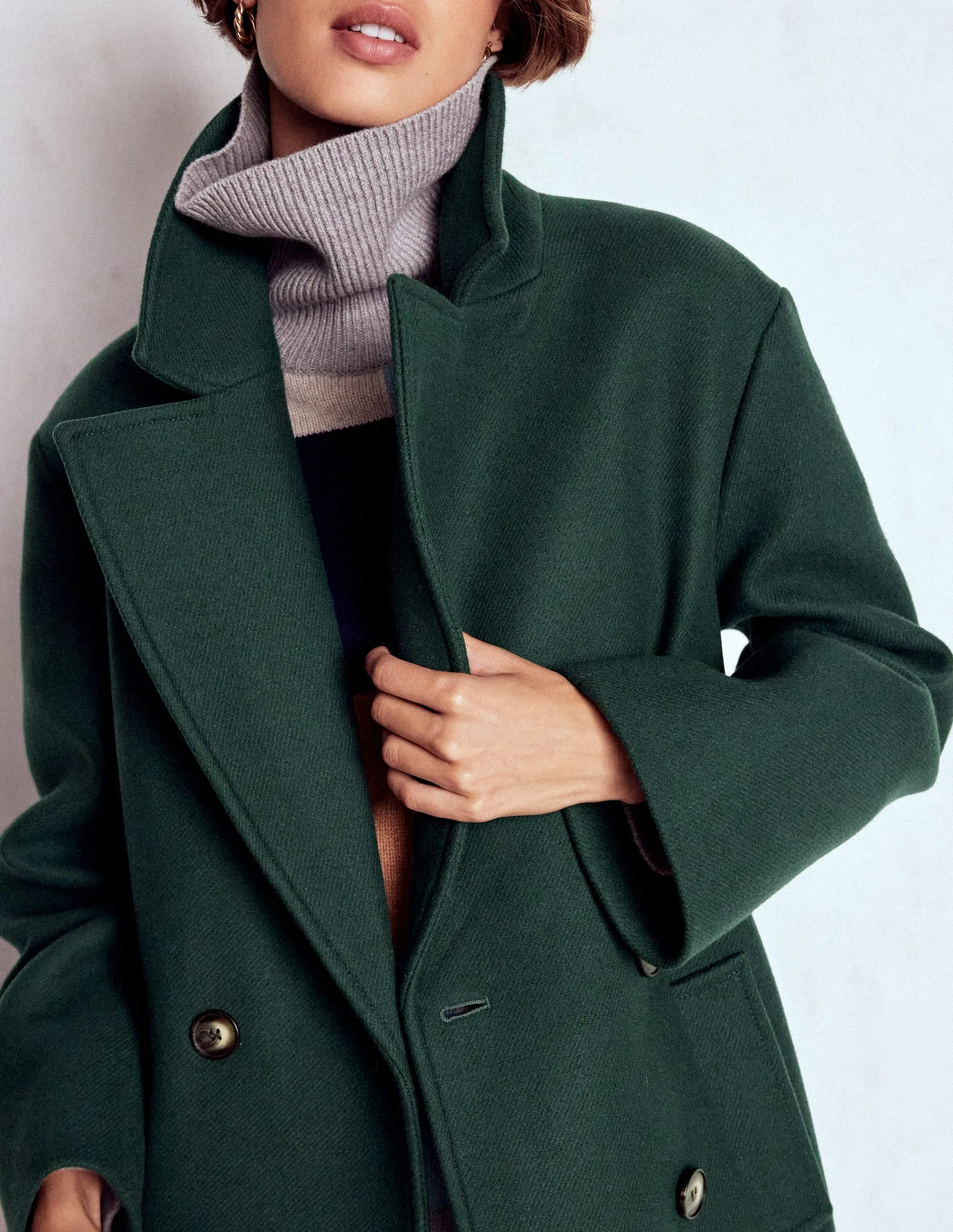 Cocoon Wool Coat-Emerald Night All Season Weekend Outing Wear