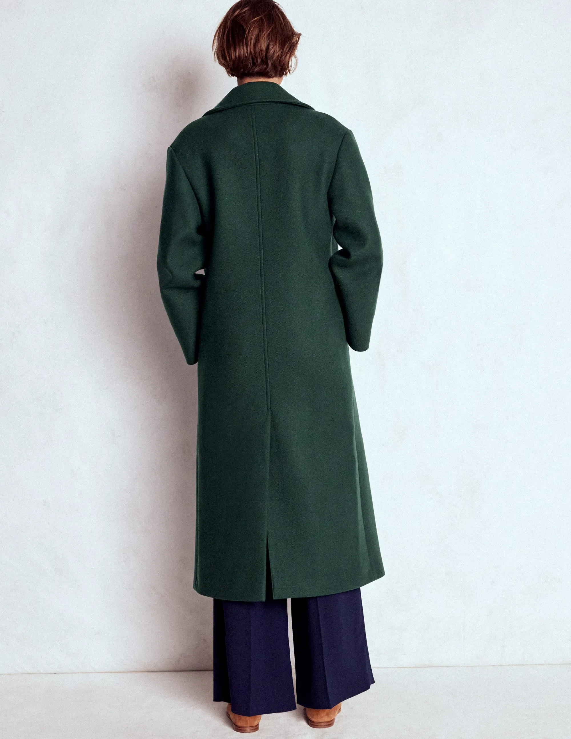 Cocoon Wool Coat-Emerald Night Weekday Street Look Hypoallergenic Fibers
