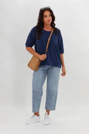 Shine On Label Bronwen Ladder Lace Top Blue AdaptiveFitFabric