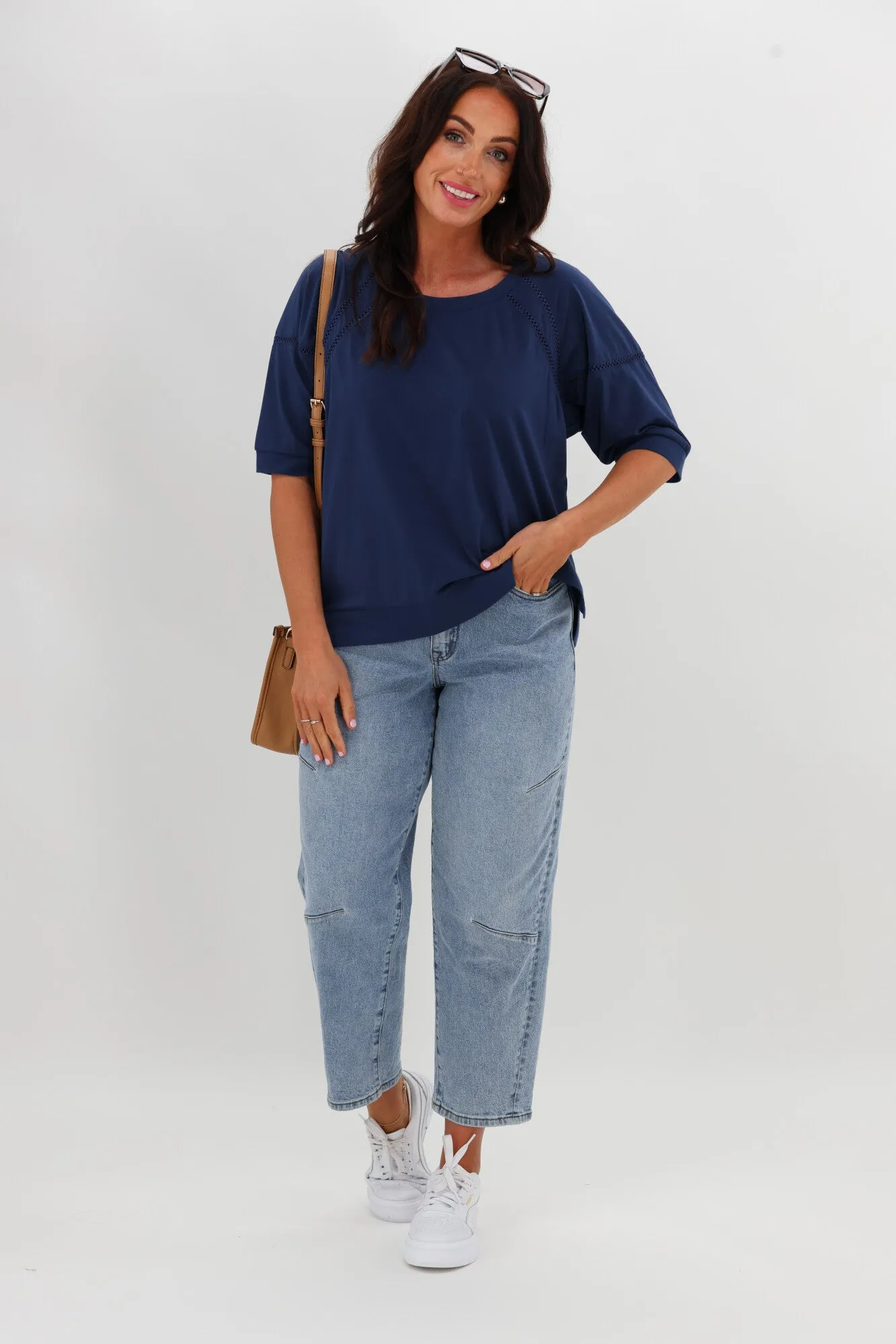 SnagResistant Shine On Label Bronwen Ladder Lace Top Blue