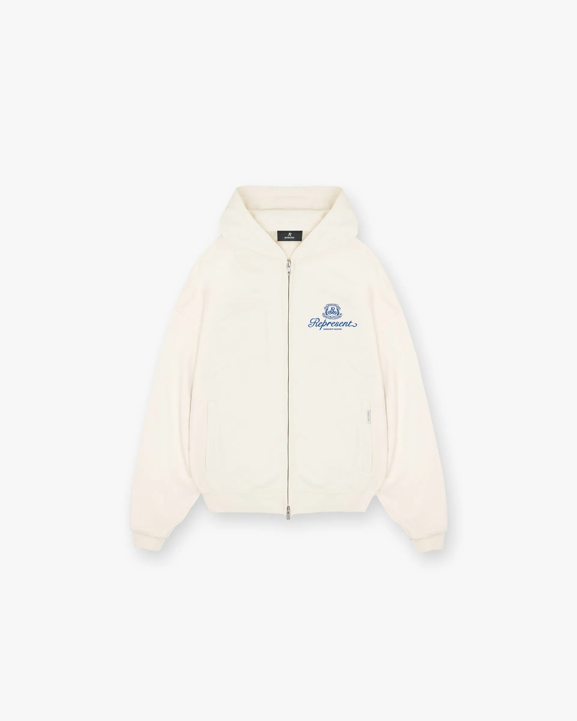 sunny day wear Permanent Vacation Zip Up Hoodie - Antique White
