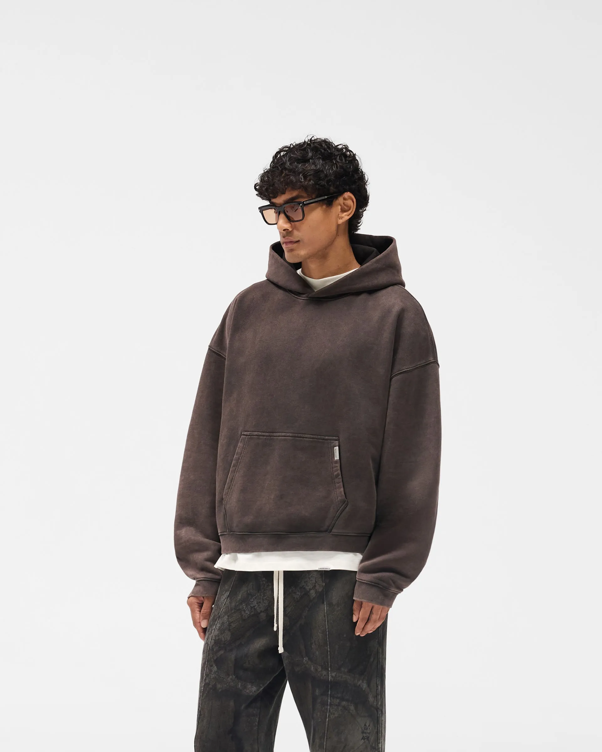 Initial Boxy Hoodie - Coffee Removable