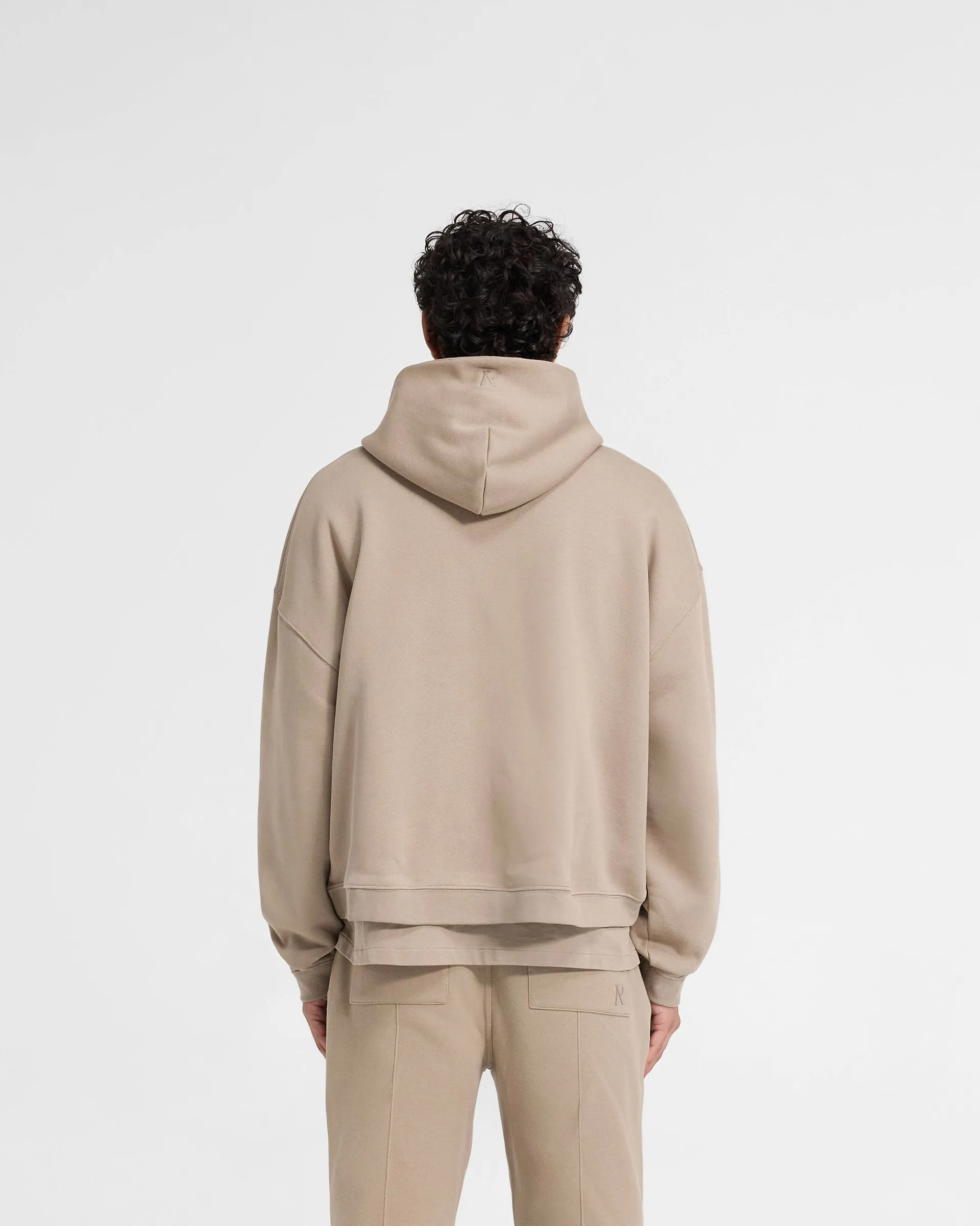 stud accents Initial Boxy Hoodie - Dune