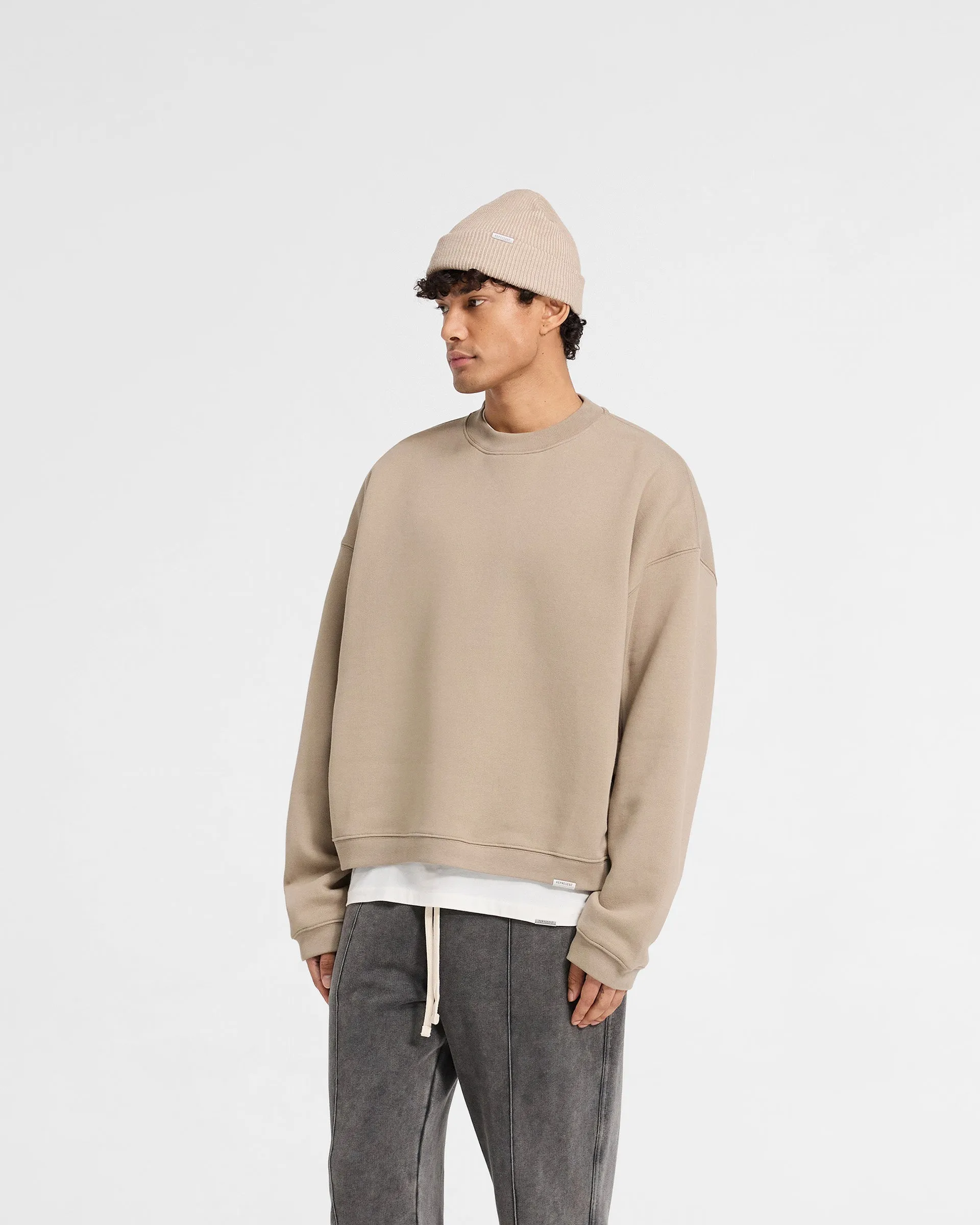 Modern Bold product home friendliness Initial Boxy Sweater - Dune