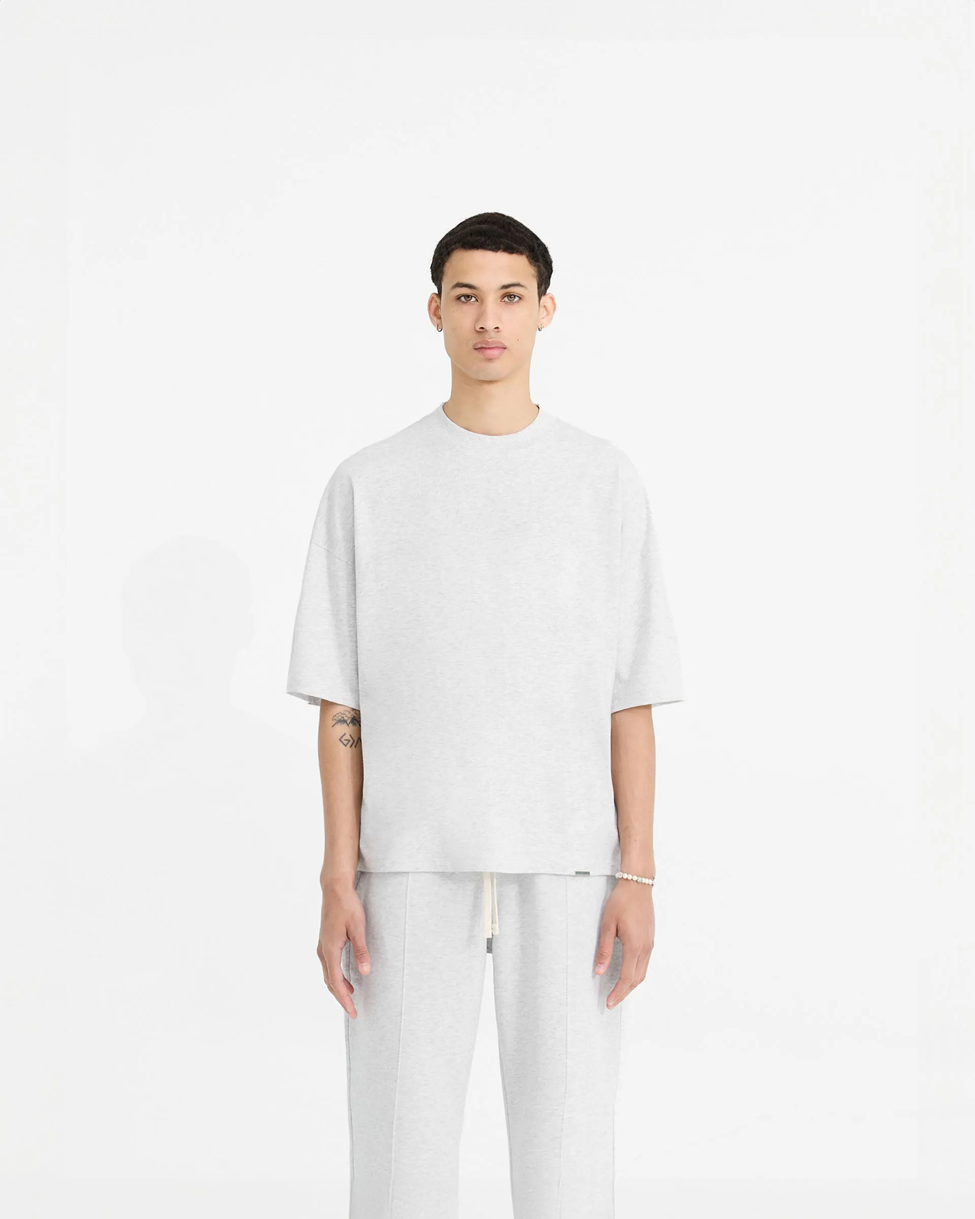Initial Boxy T-Shirt - Ice Grey Marl Relaxing Day