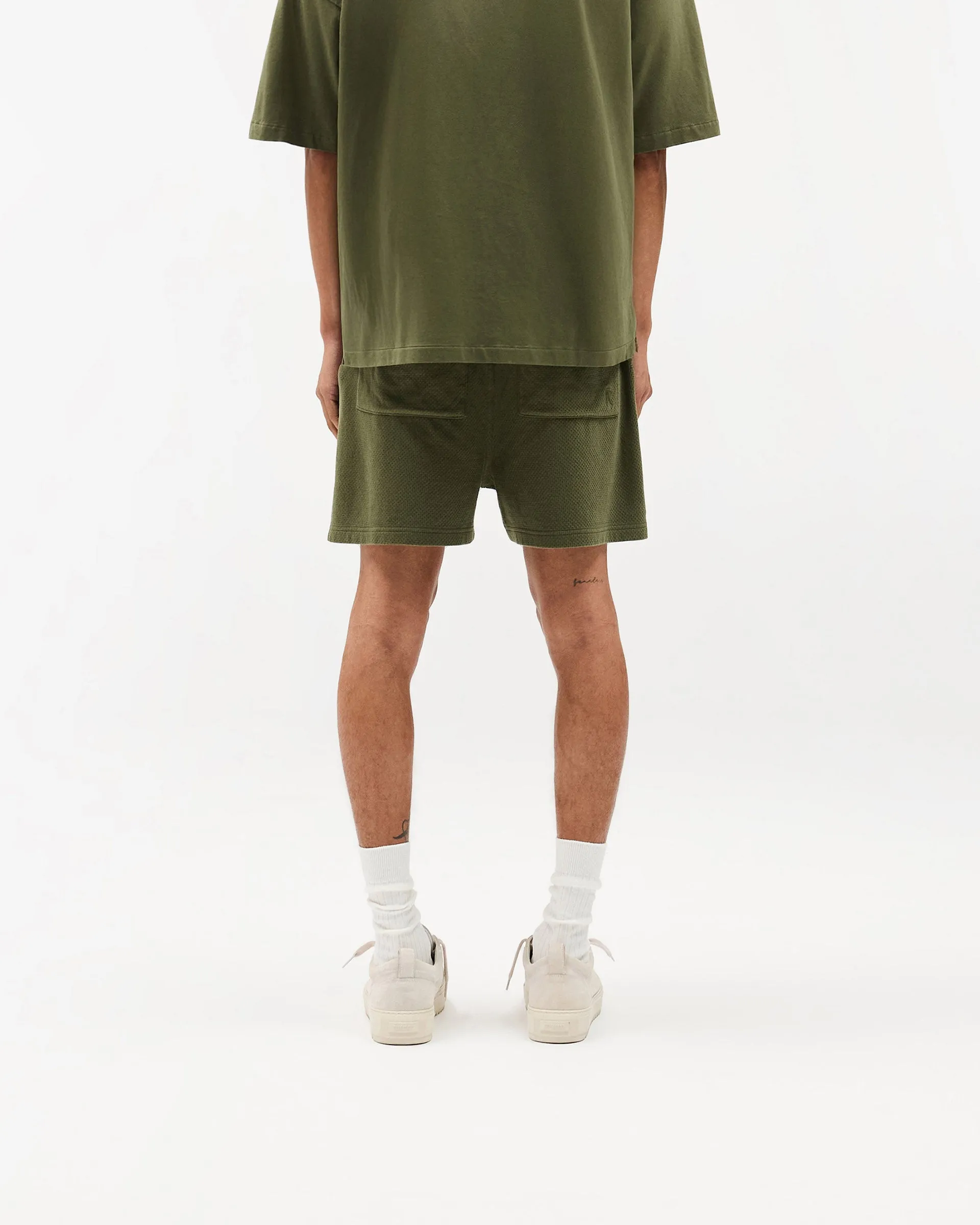 Initial Mesh Shorts - Army Green Chafe Resistant Lining