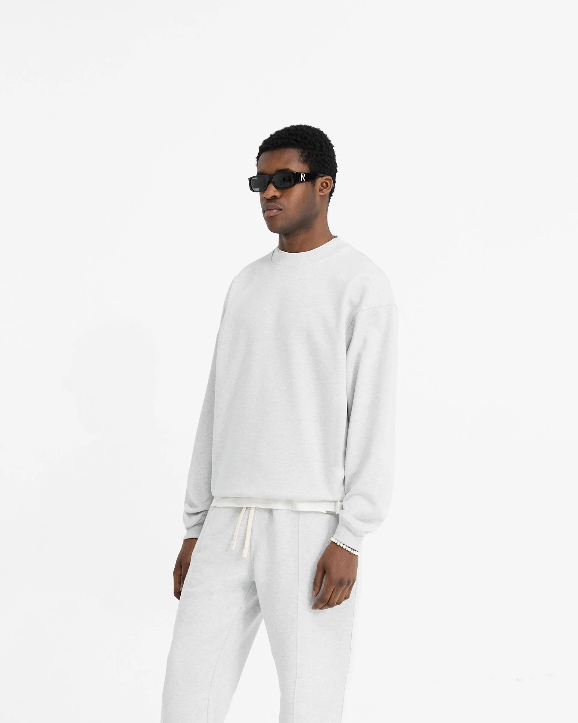 shoe accents Initial Oversized Sweater - Ice Grey Marl