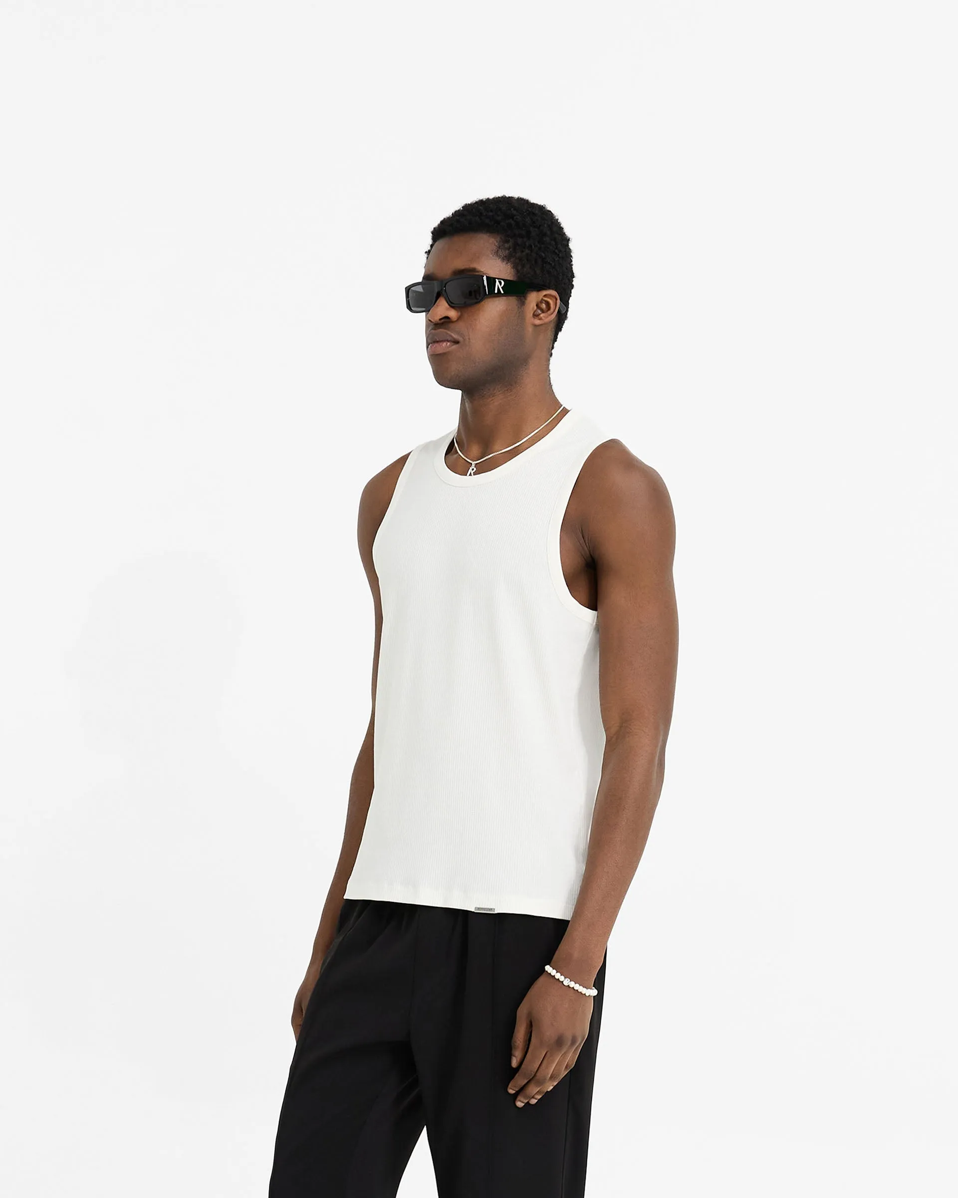 Comfortable apparel Initial Rib Vest - Flat White