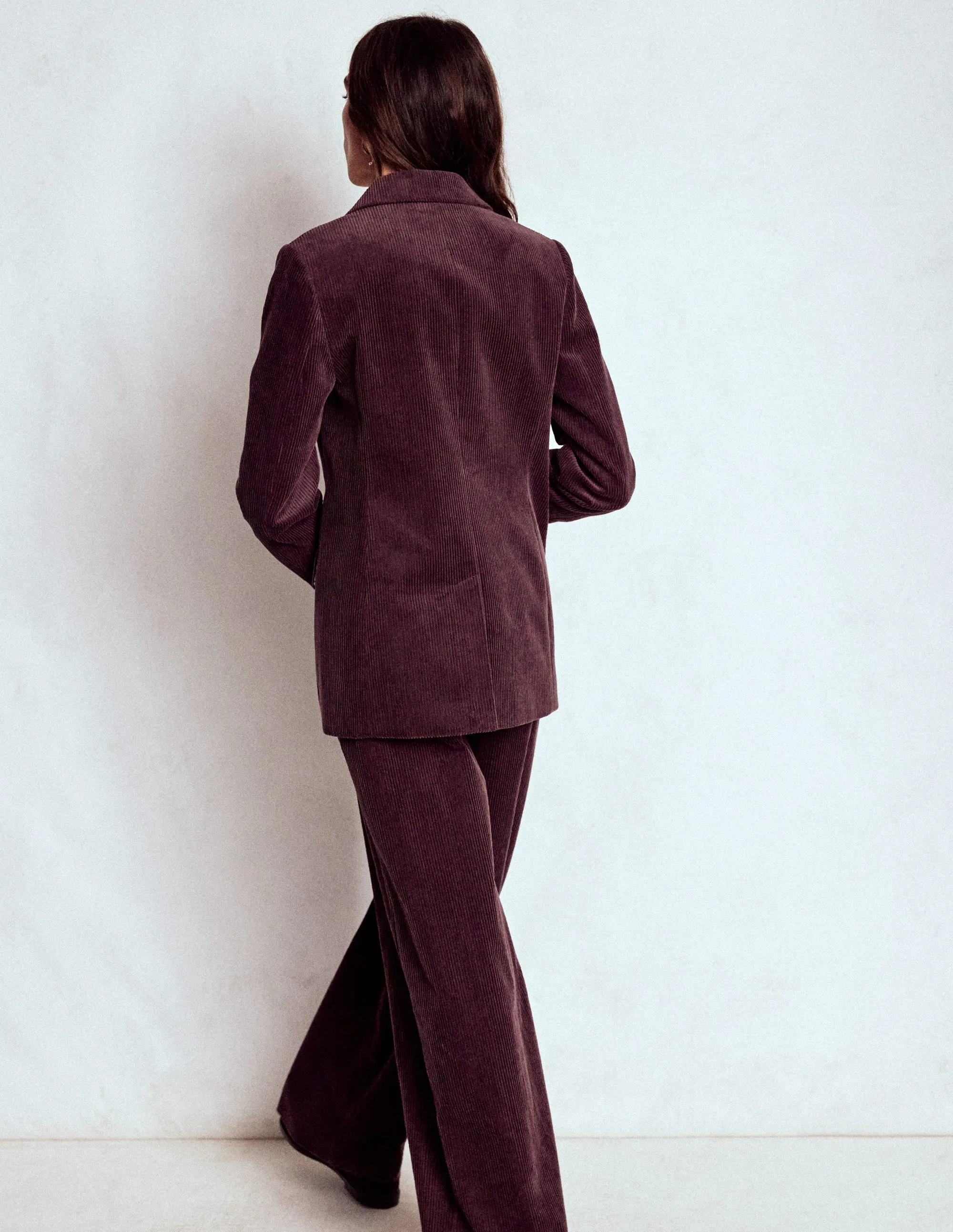 Woodbridge Cord Blazer-Deep Aubergine Anti Pilling Textile Warm Lining