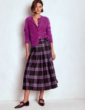 Josephine Wool Kilt Skirt-Brown, Teal & Pink Check Gentle Wear Foldable Design
