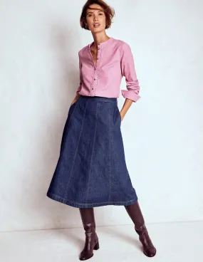 Joy Panelled Denim Skirt-indigo Polished Style