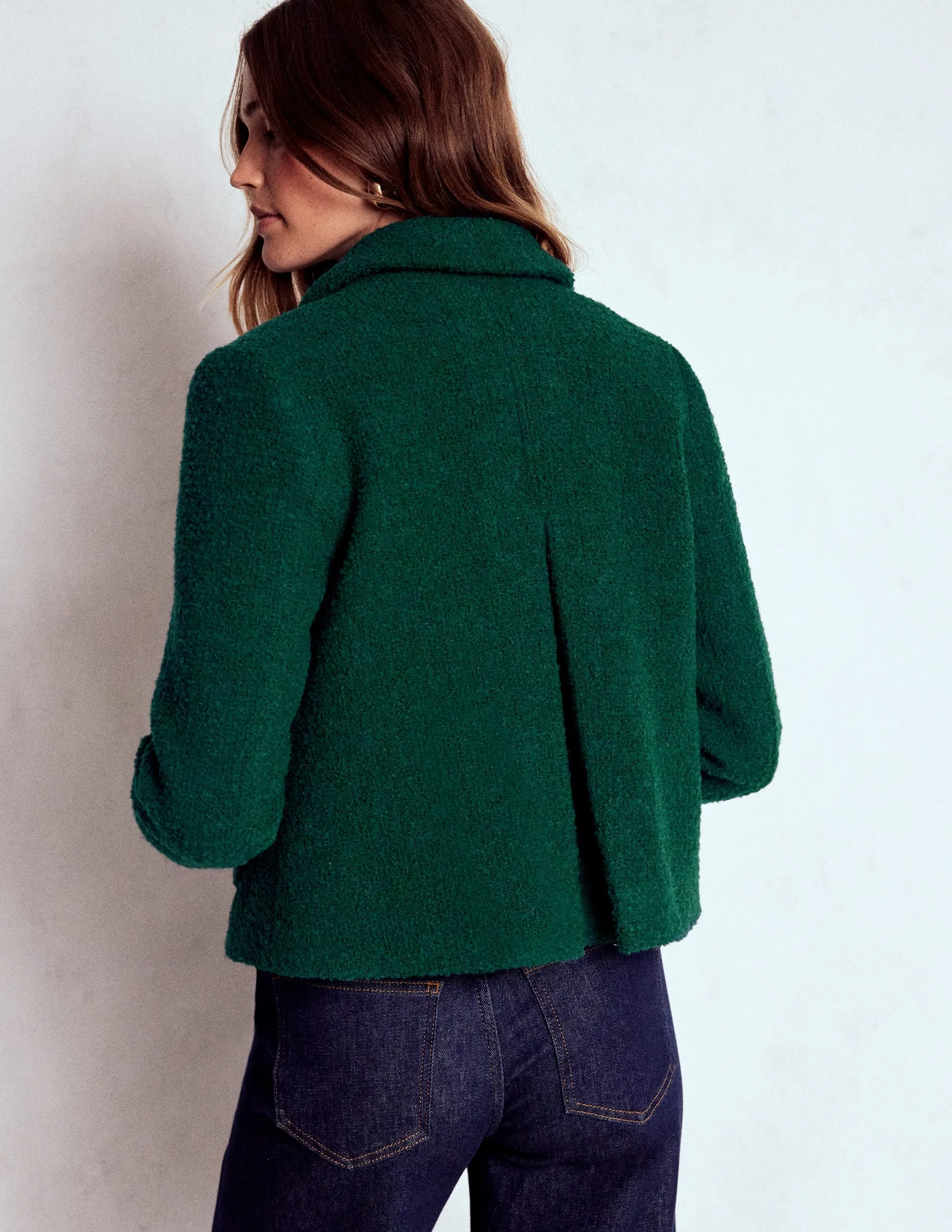Recycled Material Blend Flexible Shoulder Knightsbridge Wool Jacket-Emerald Night