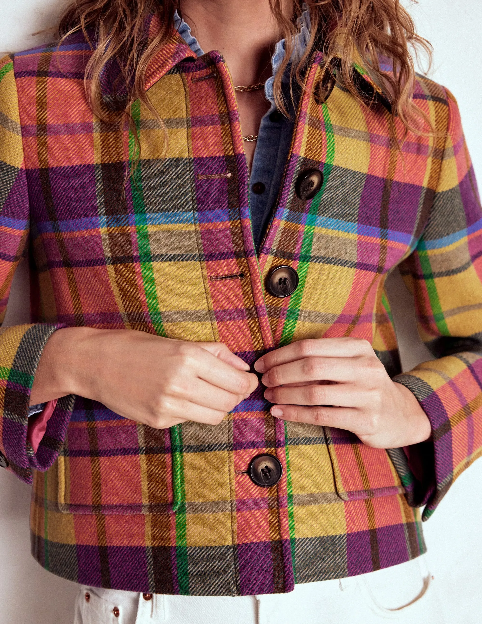 Knightsbridge Wool Jacket-Multi Check ExpandableSideGussets Mild Day Outfit