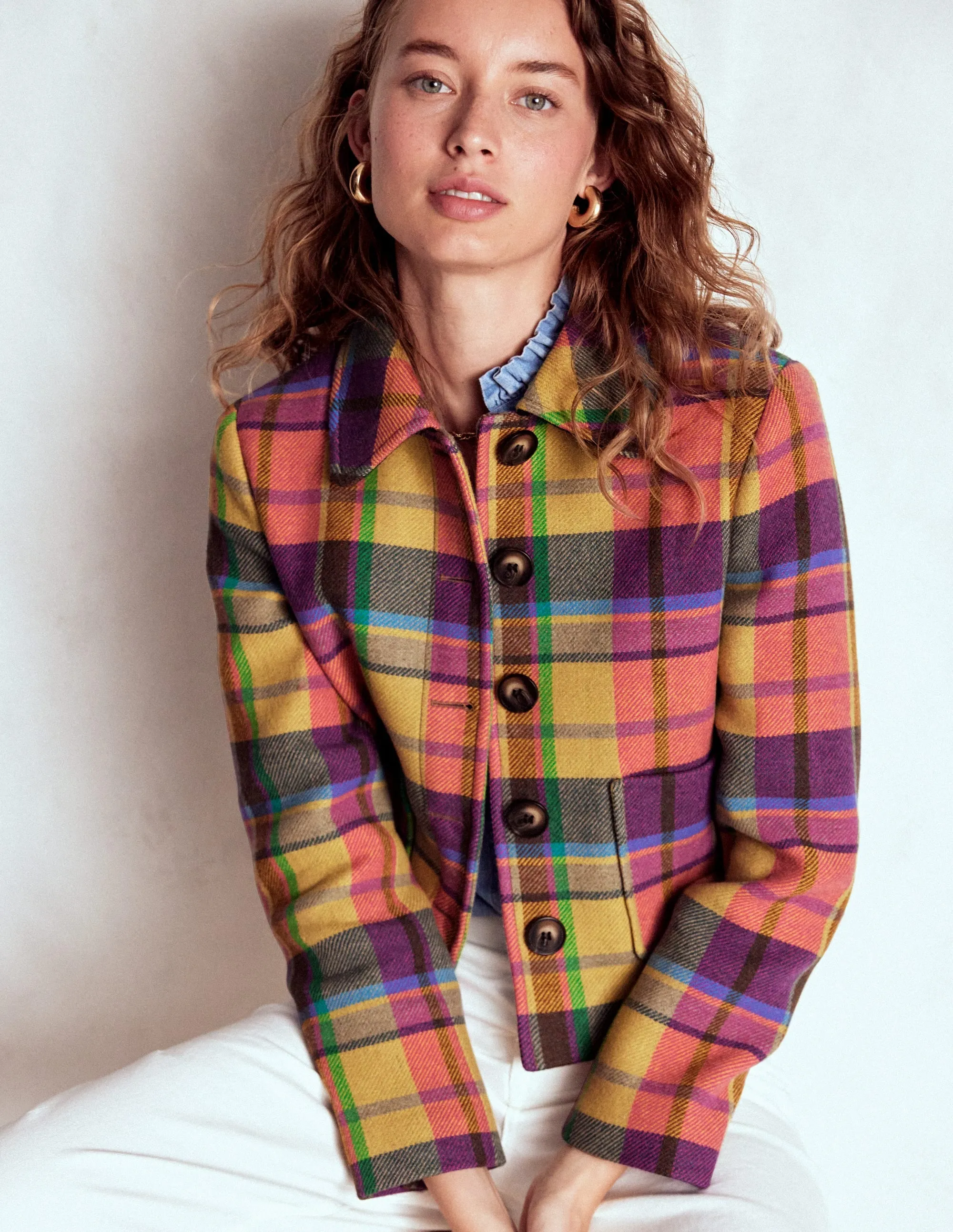 Knightsbridge Wool Jacket-Multi Check Wrinkle Free Texture Anti Snag Fabric