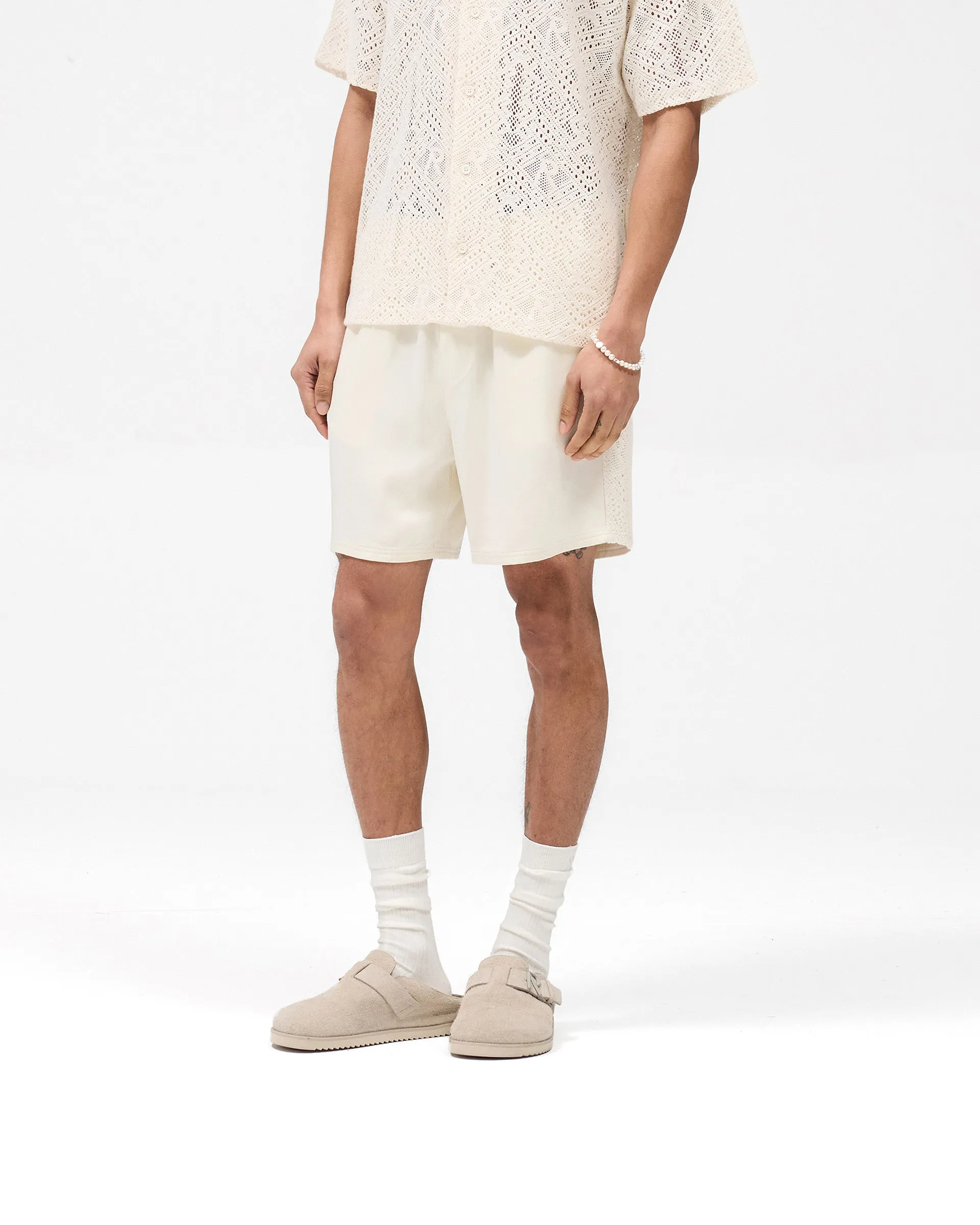 Denim shorts Knitted Panel Short - Antique White