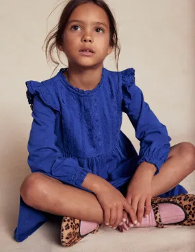 Gentle Stitch Night Vibes Lace Trim Jersey Dress-Bluejay