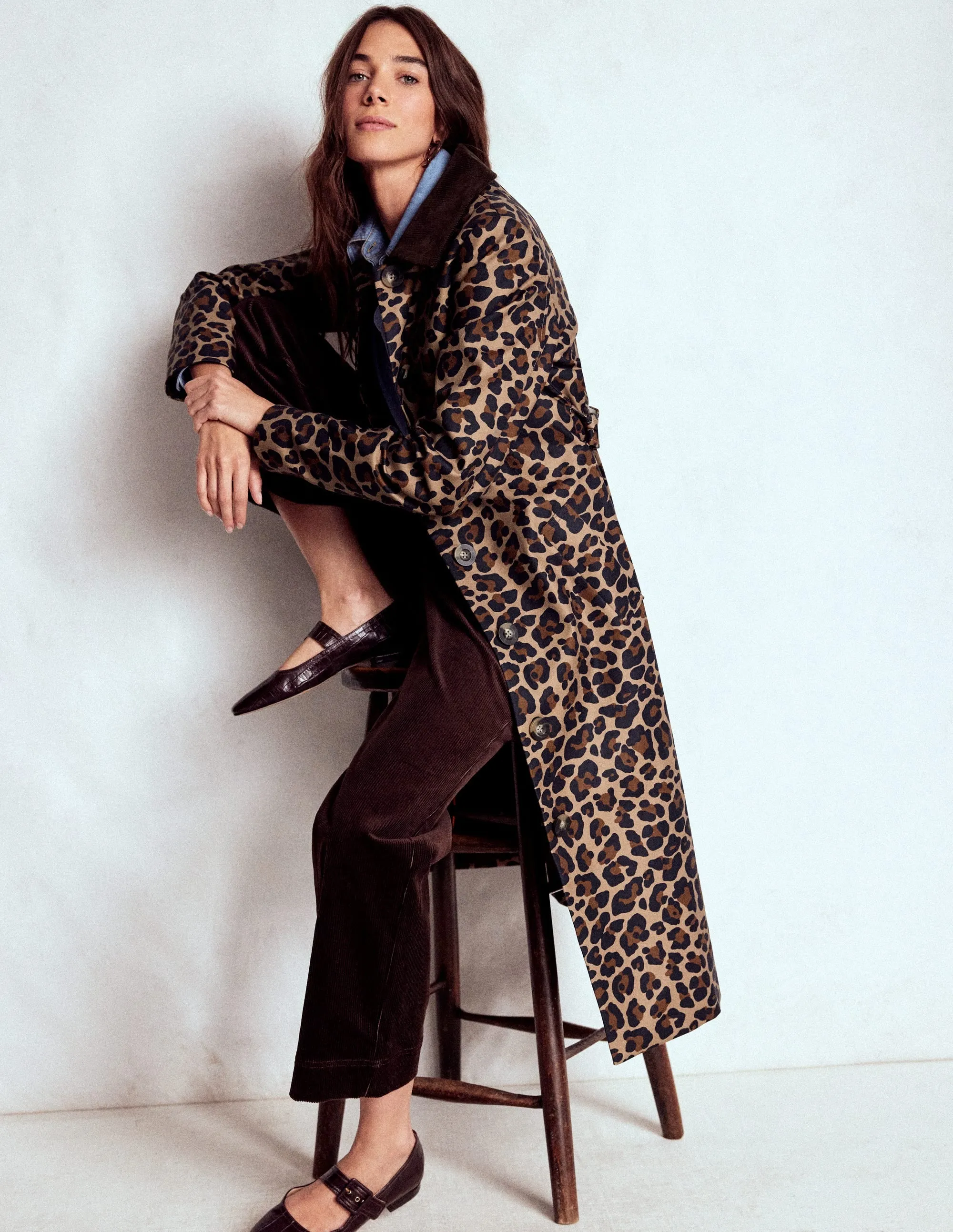 Polished Look Hooded style Lancaster Belted Mac-Leopard