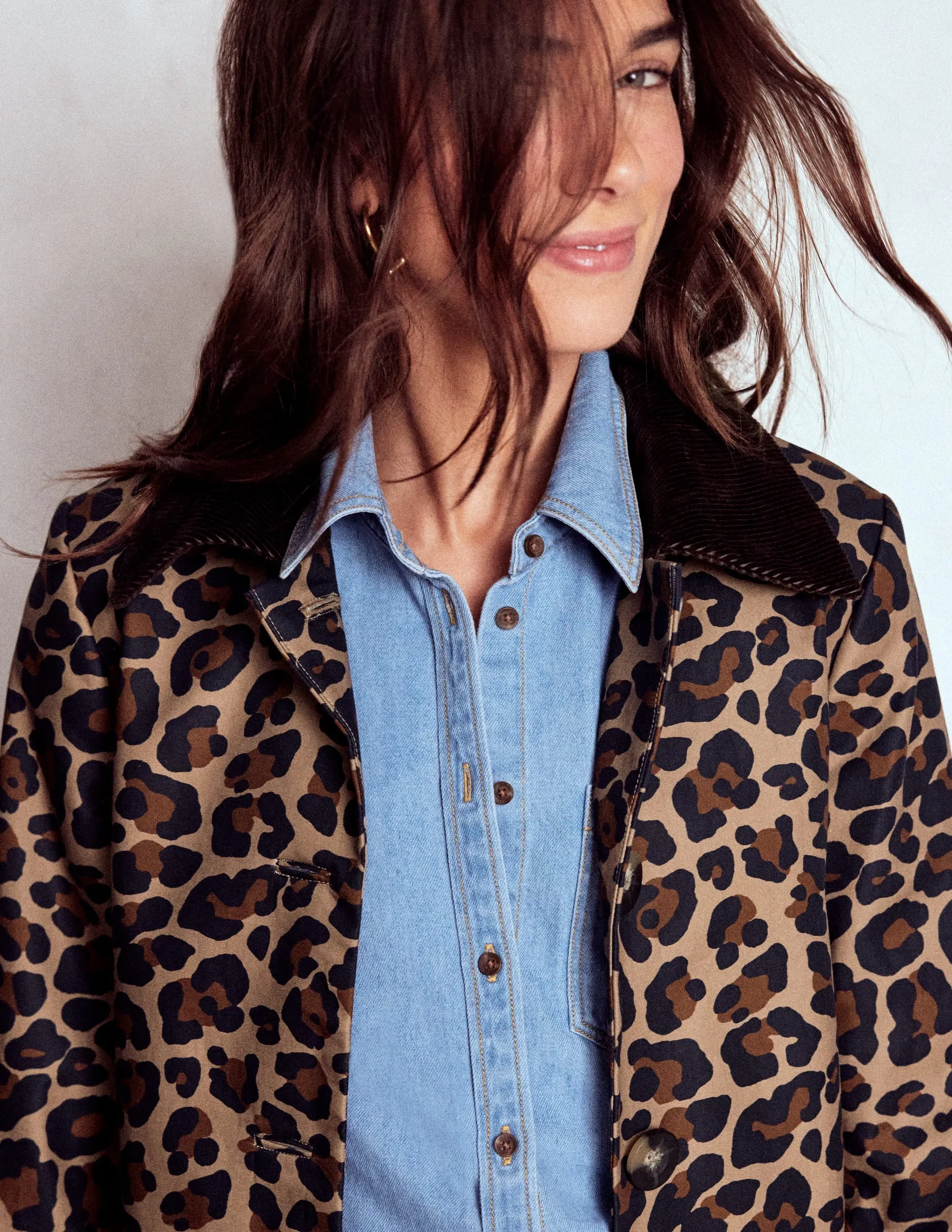 ZipperClosure Lancaster Belted Mac-Leopard
