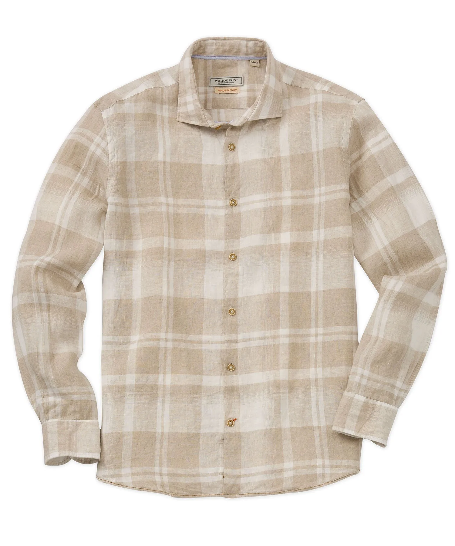 Modern Fit Chic Option Large Tonal Plaid Long-Sleeve Linen Sport Shirt