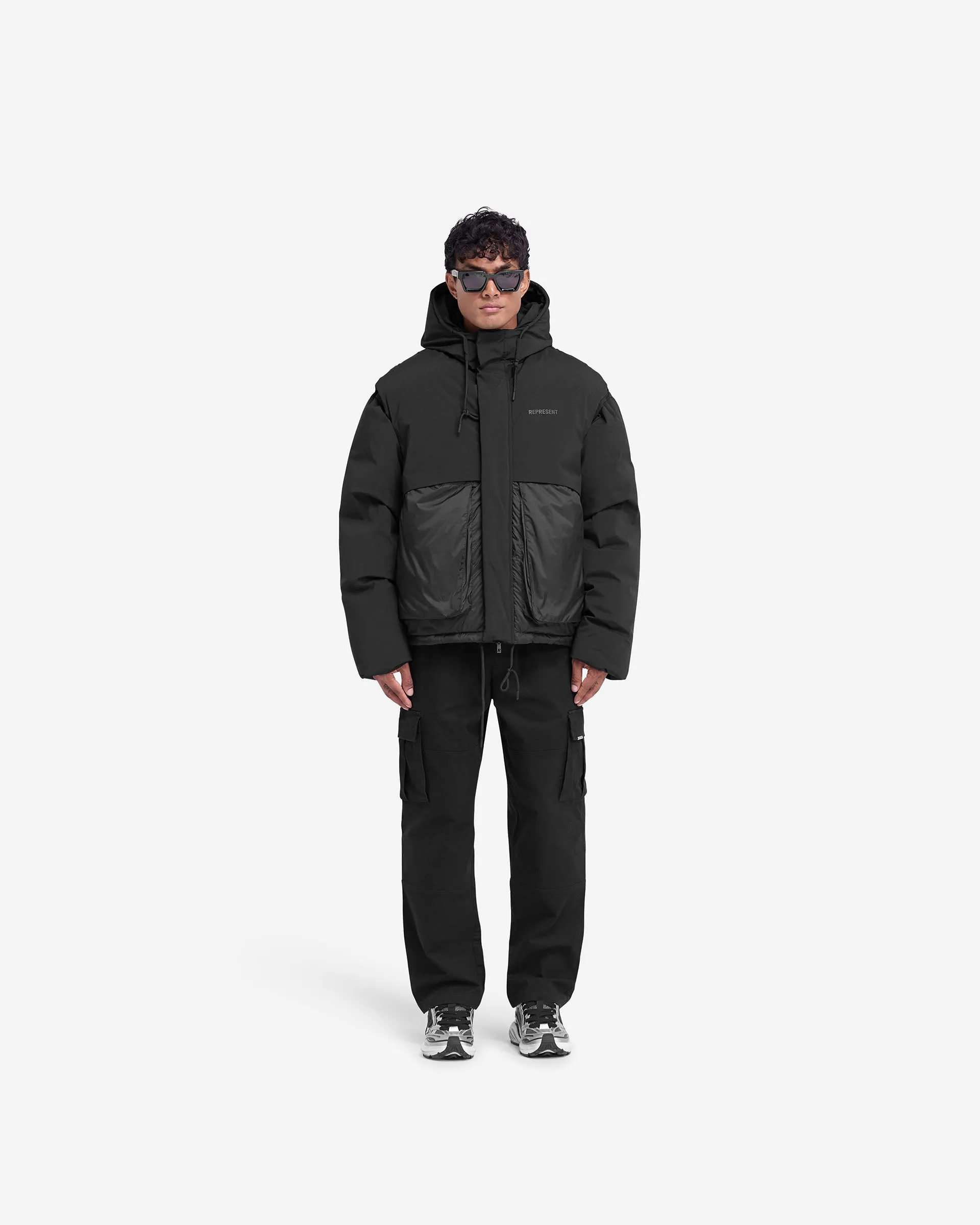 Lightweight Lining Layered Hooded Puffer - Jet Black