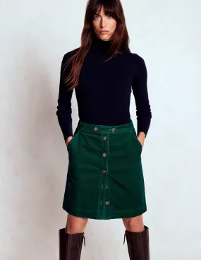 Maximalist look Cecelia Cord Skirt-Emerald Night