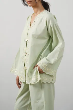 Tall friendly Lace Accent LEMON EMBROIDERED SHIRT