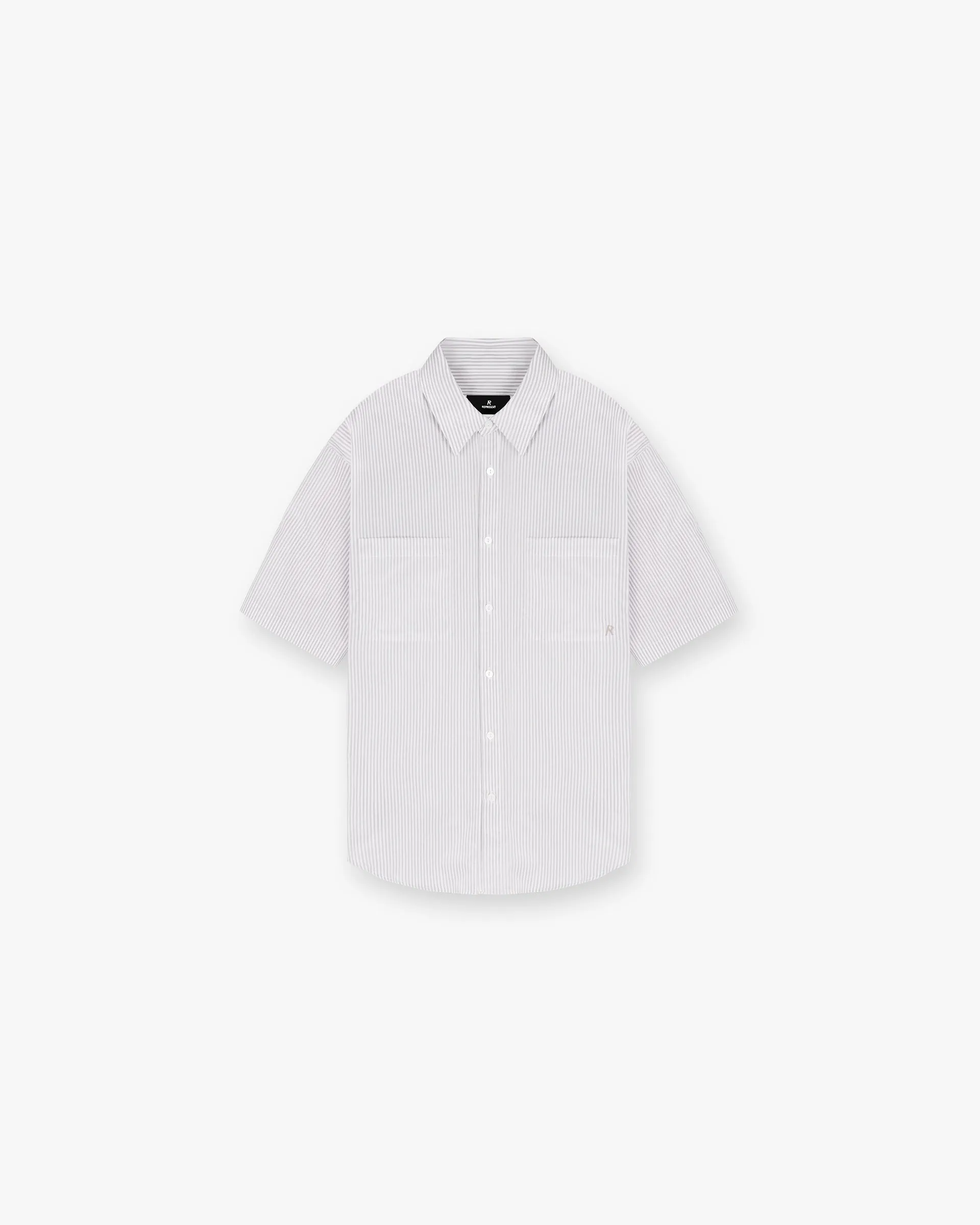 Short Sleeve Pinstripe Shirt - Grey youth trend