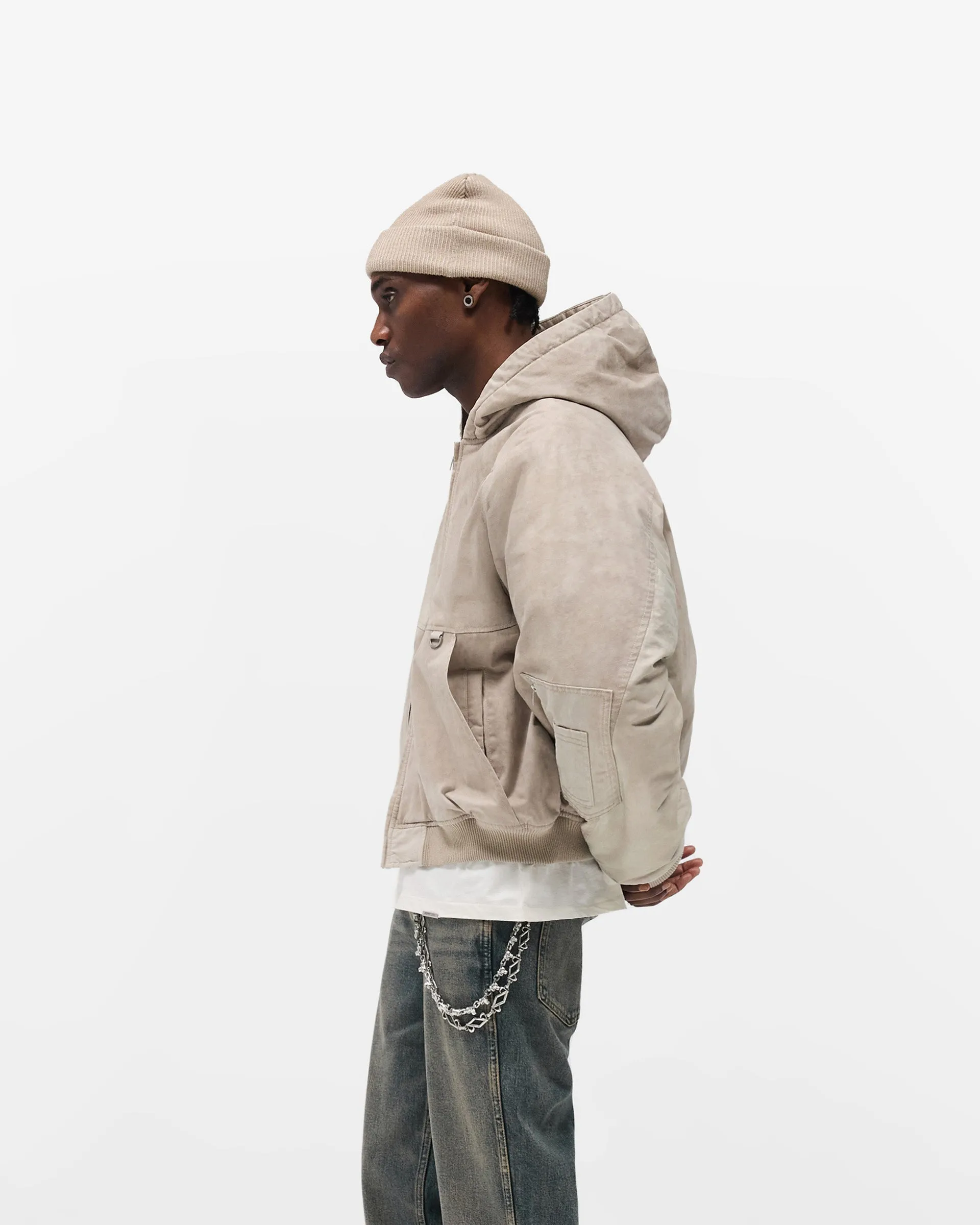 Waterproof Technology CompressionResistant Hooded Bomber - Beige