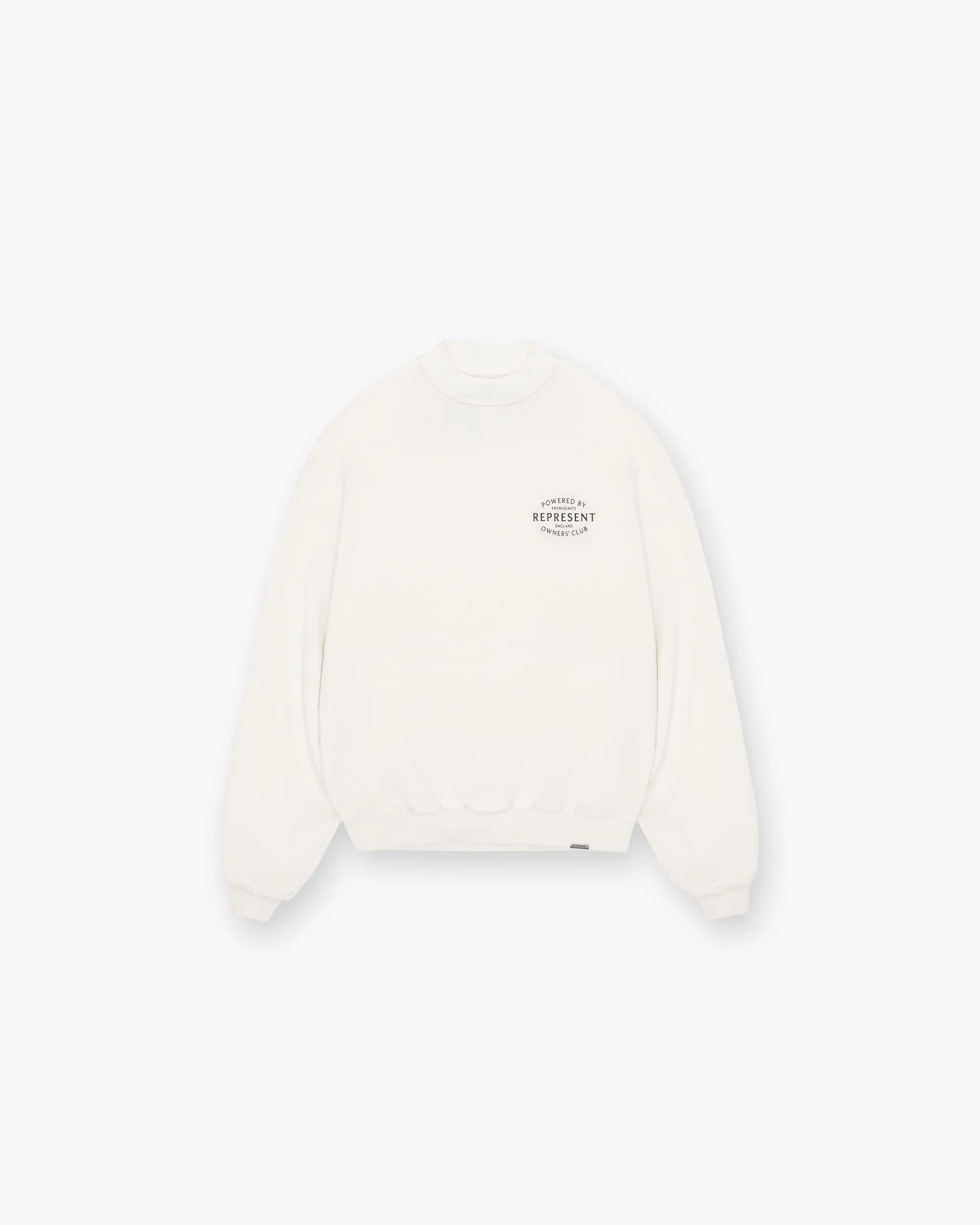 Mesh Lining Trendy Vibes Represent Owners Club Stamp Sweater - Flat White